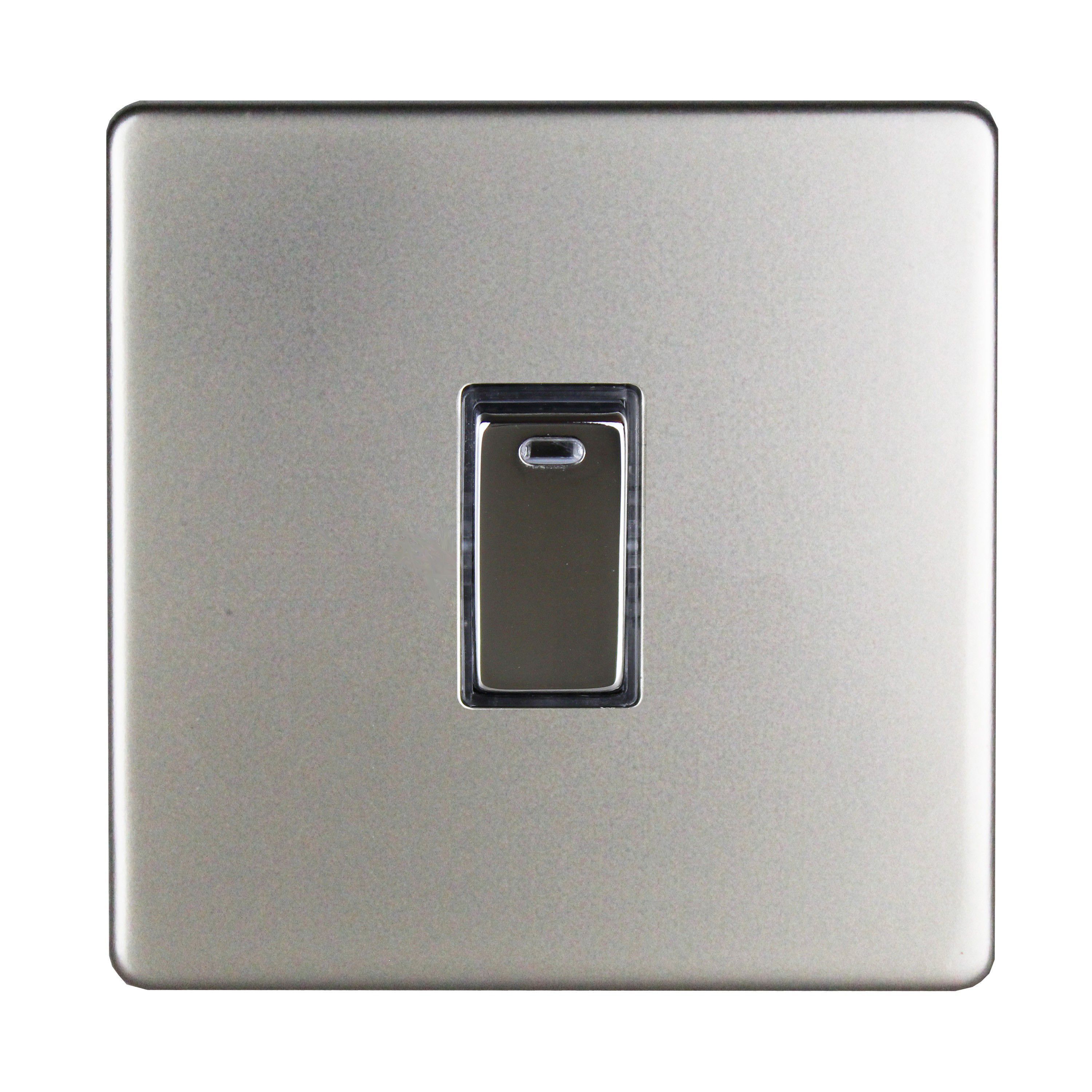 Varilight 20A 1Way Single Satin Silver Effect Switch with Neon