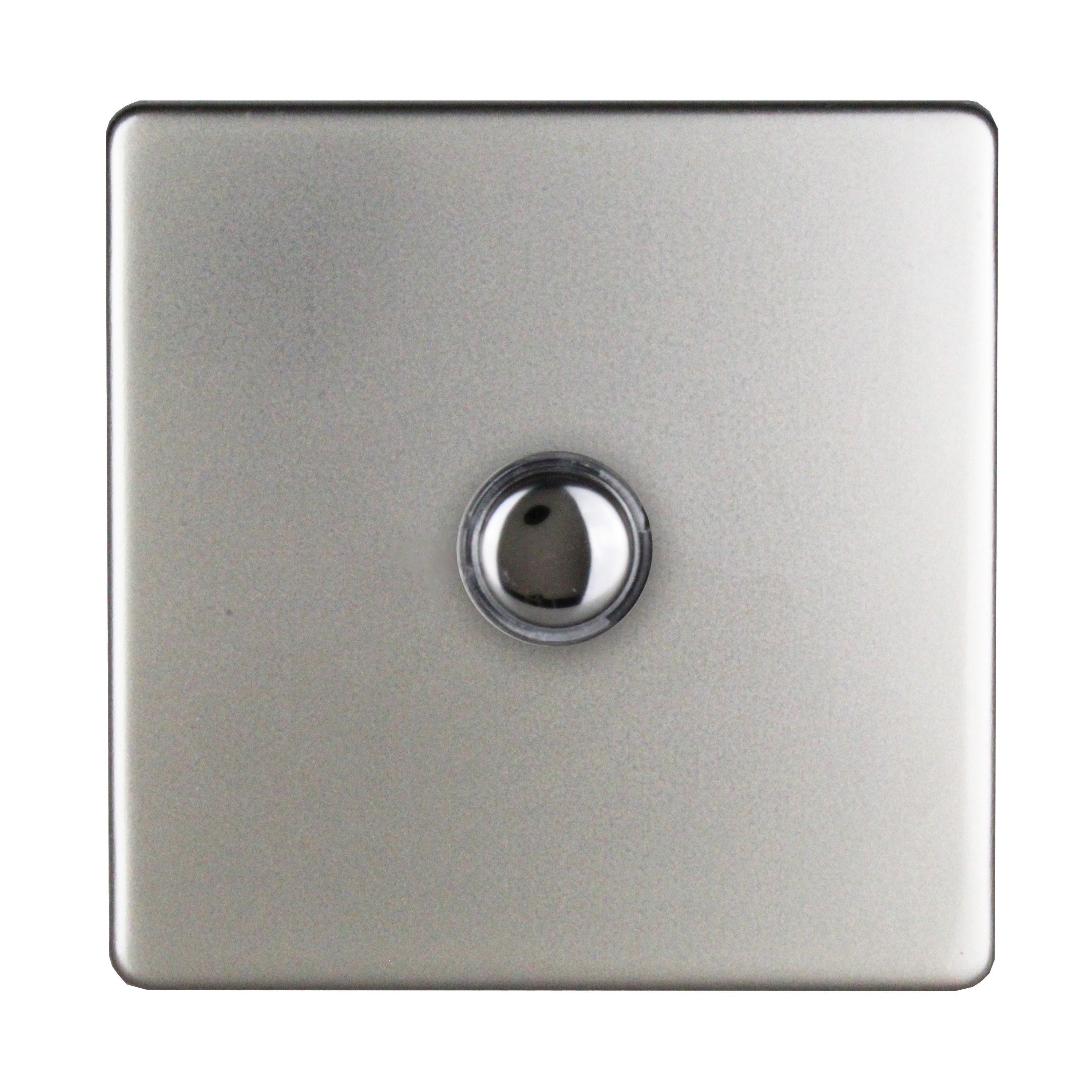 Varilight 6a 2-way Single Satin Silver Effect Push Light Switch 