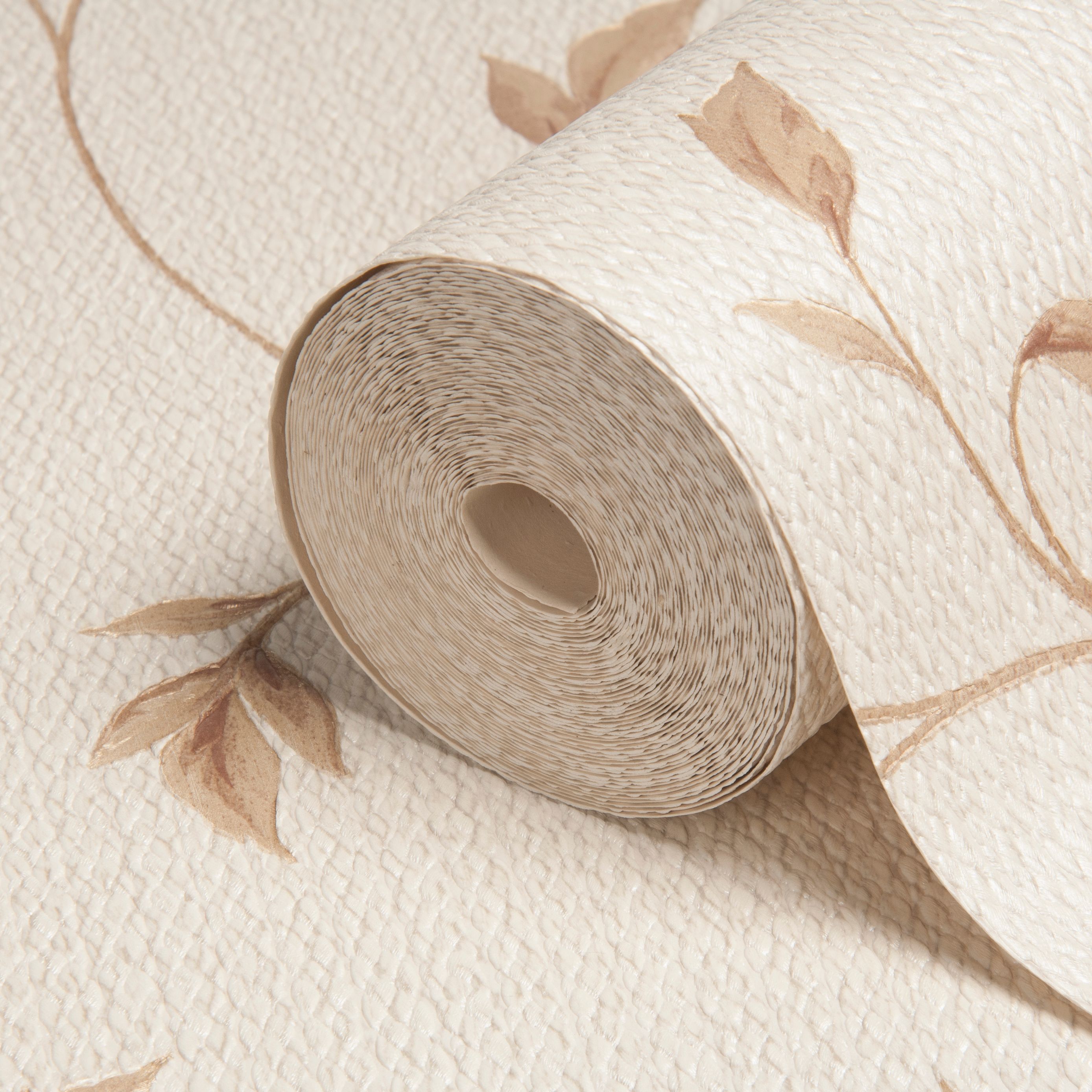 Opus Lucia Trail Beige Leaf Wallpaper | Departments | DIY At B&Q