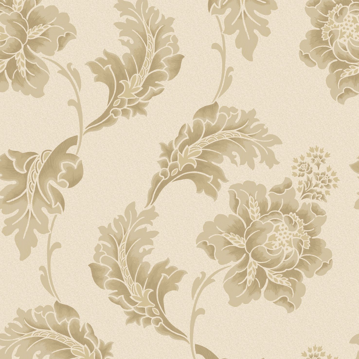Beige floral wallpaper