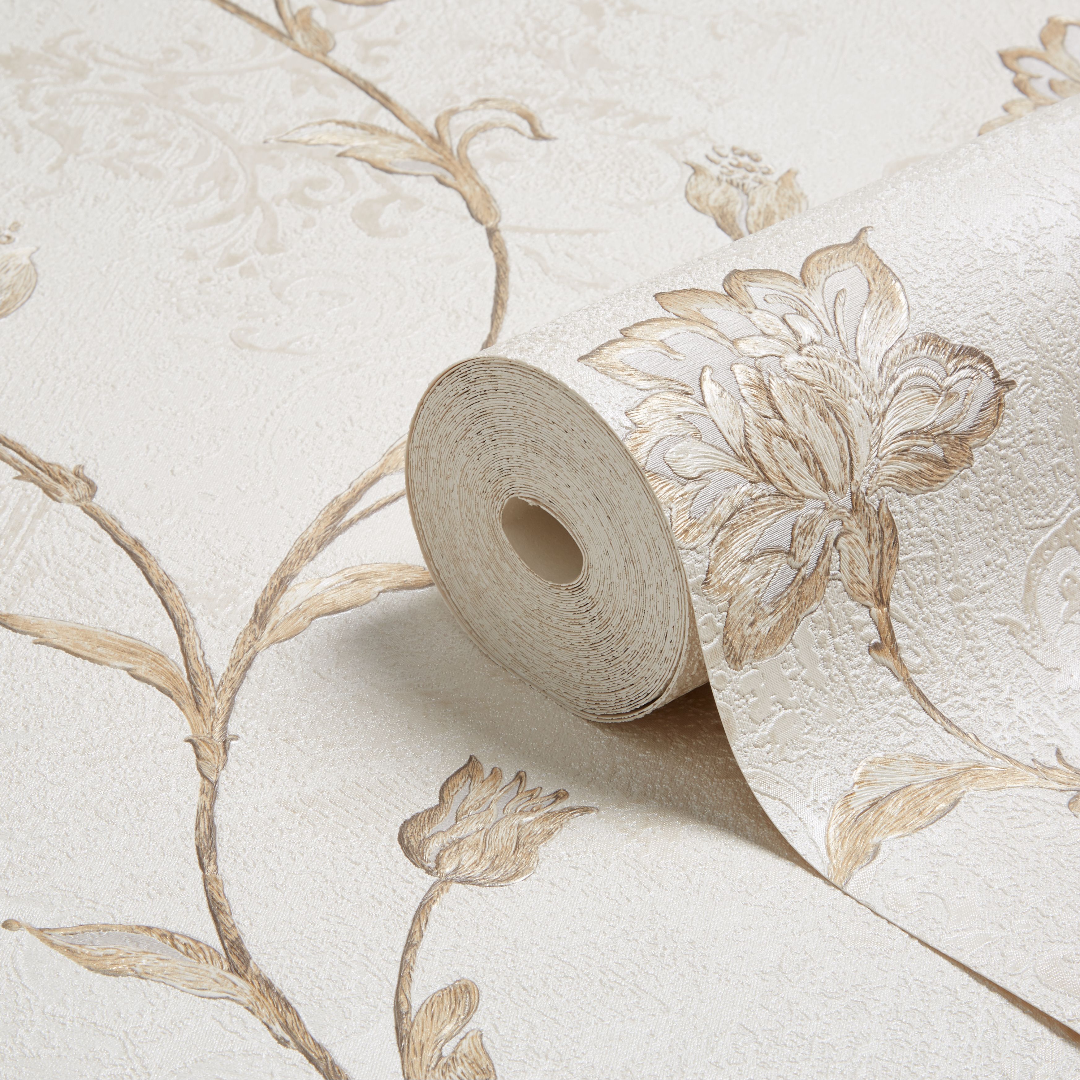 Opus Roselea Soft Grey Floral Trail Wallpaper Departments DIY at B&Q