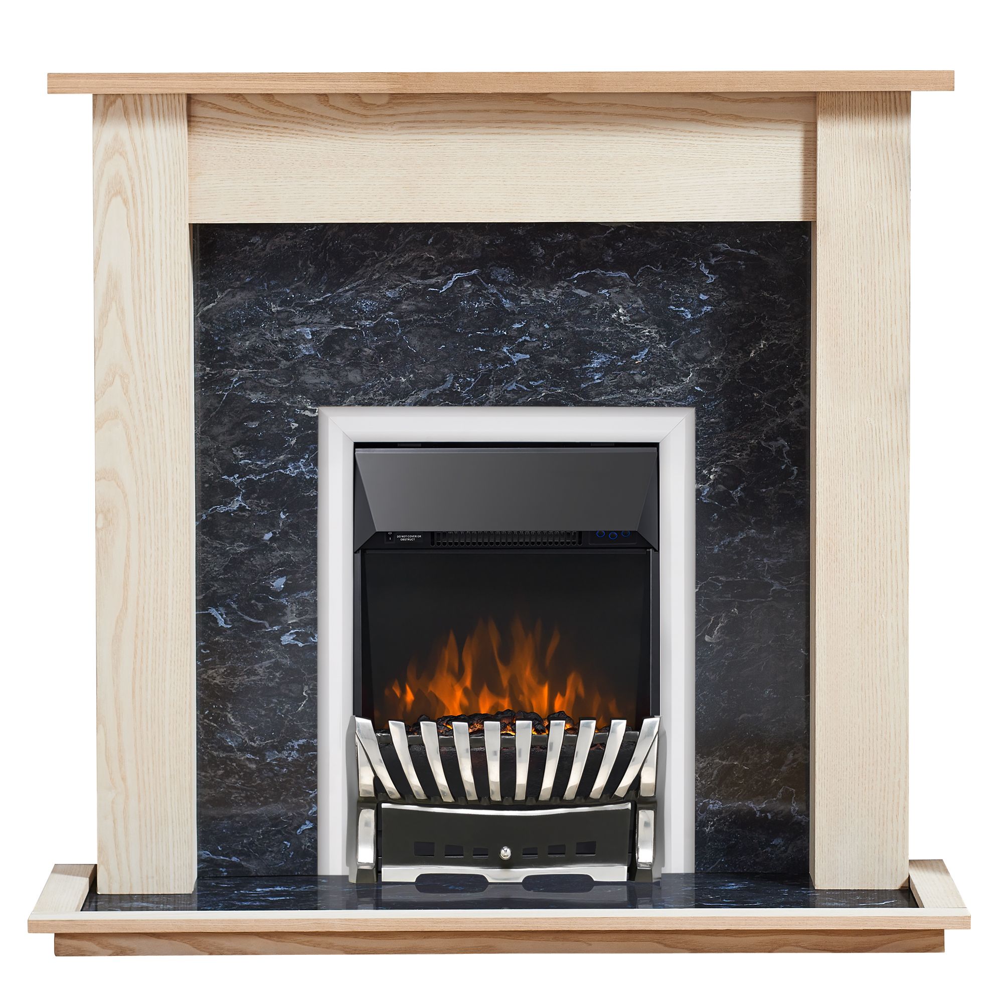 Focal Point Elegance Kingswood Chrome effect LED Remote control Electric fire suite