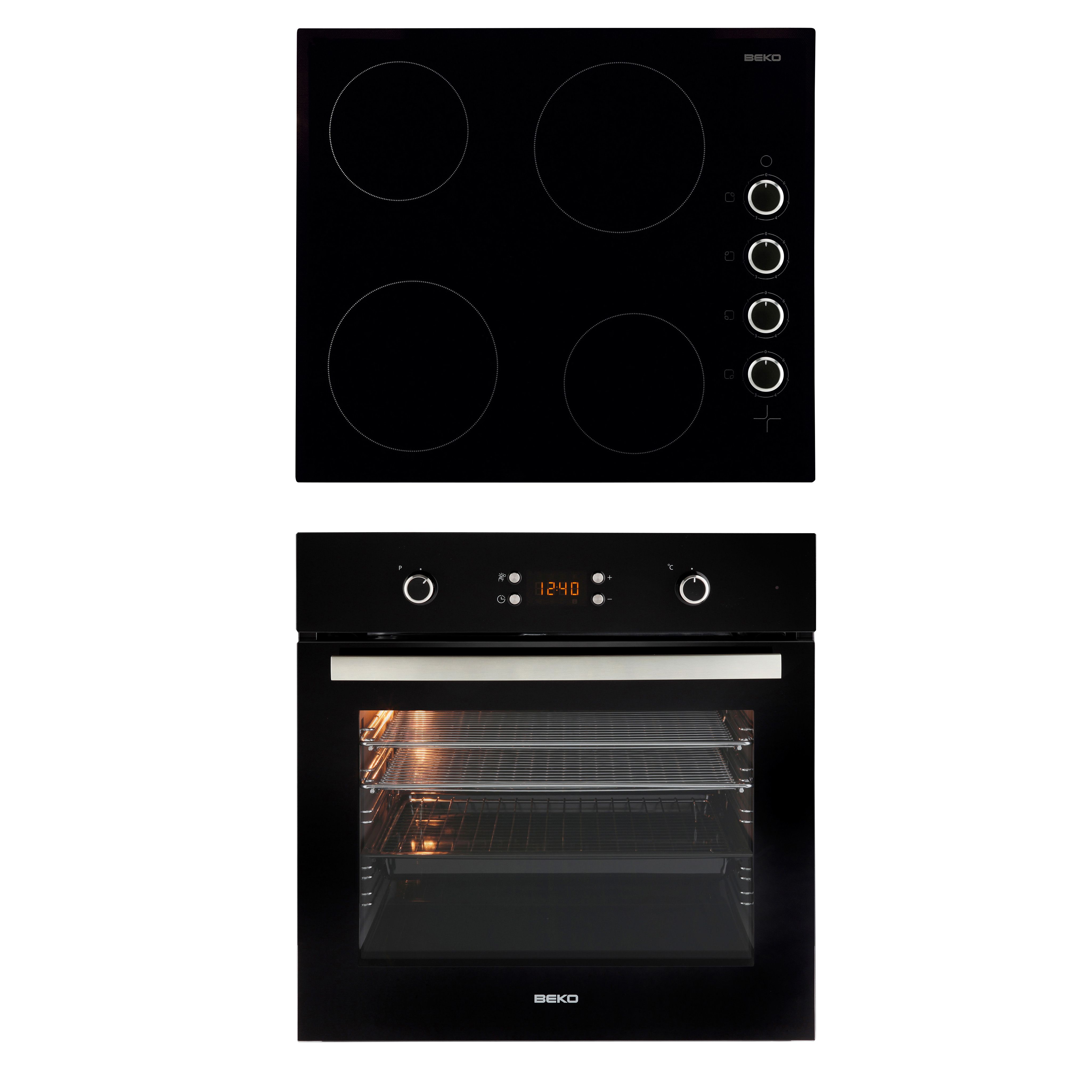 Beko QSF220B Black Single Oven & Hob Pack Departments DIY at B&Q