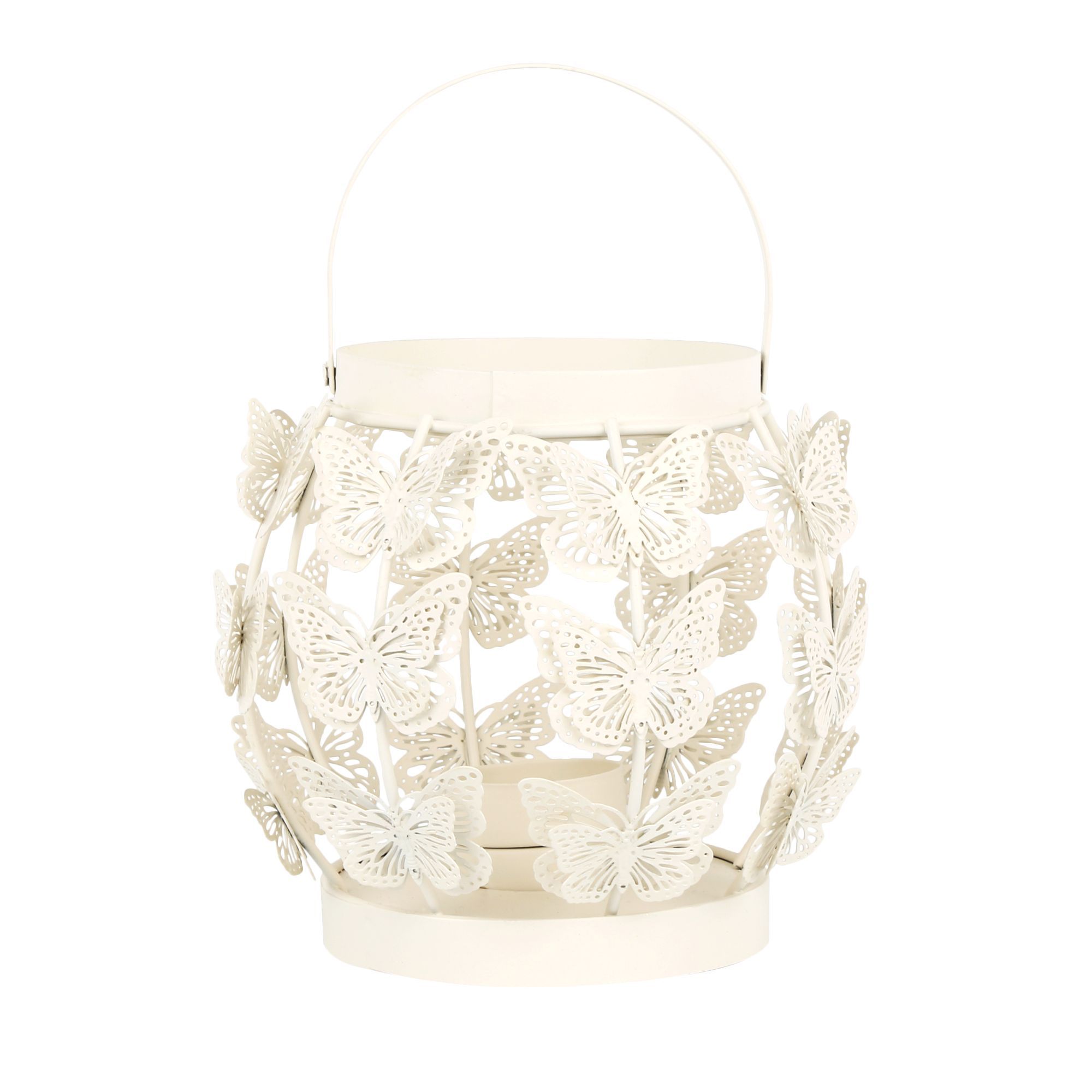 Cream Butterfly Iron Lantern Departments DIY at B&Q
