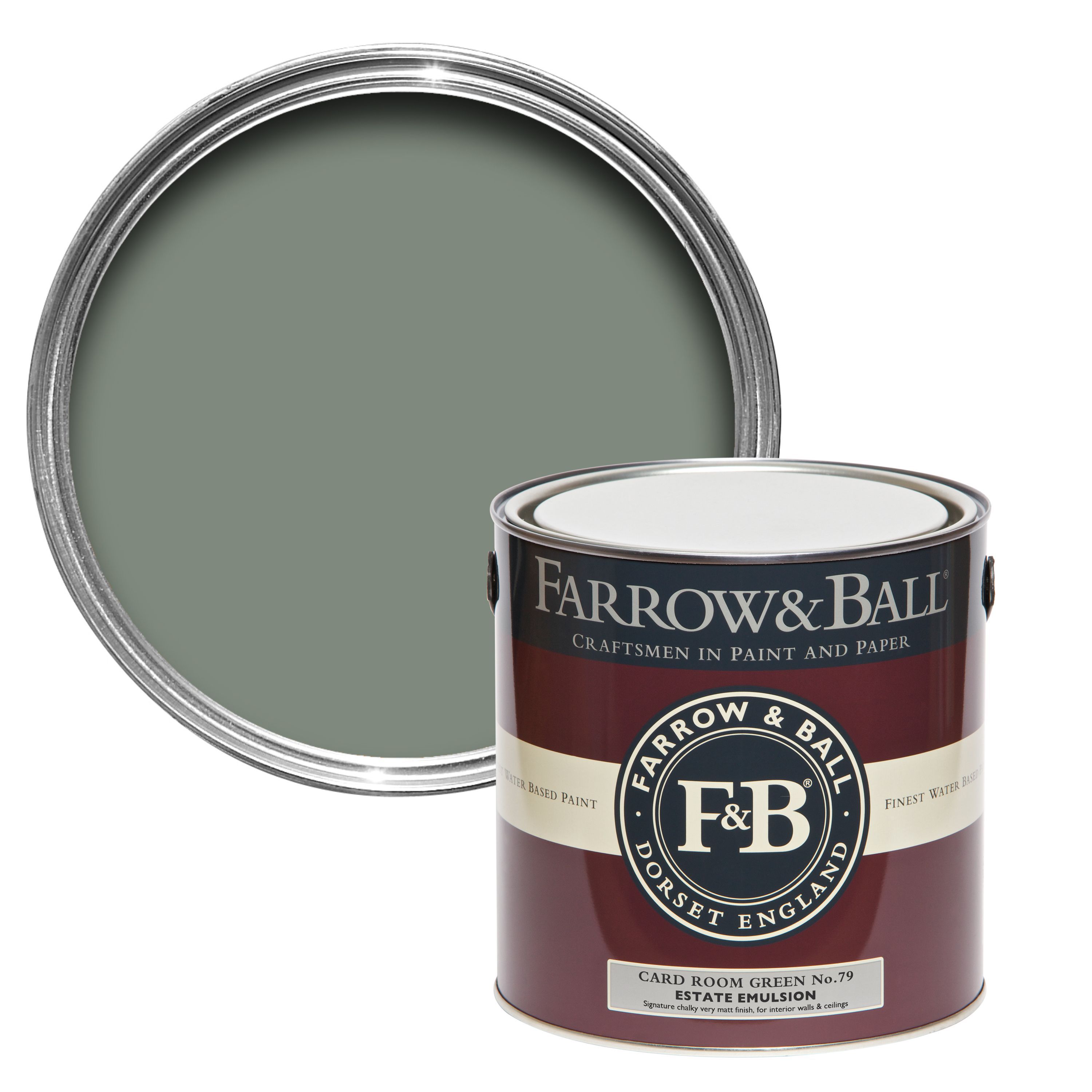 Farrow & Ball Card Room Green No.79 Matt Estate Emulsion Paint 2.5L 