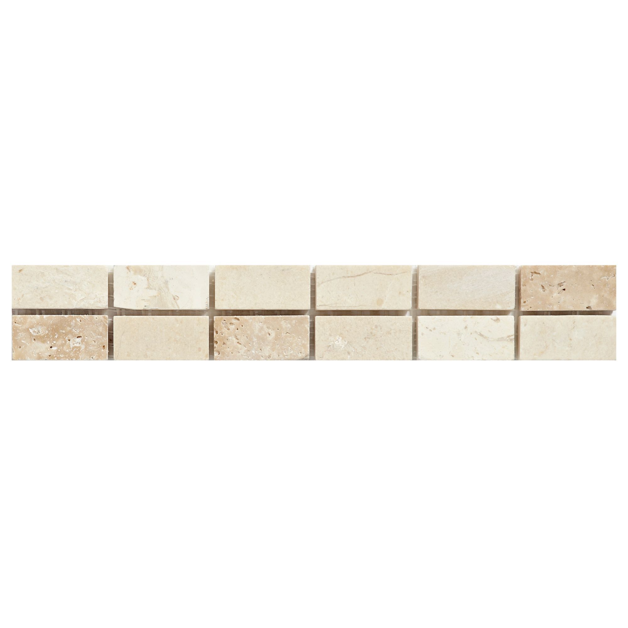 Straight Mix Natural Mosaic Ceramic Border Tile, (L)250mm (W)40mm