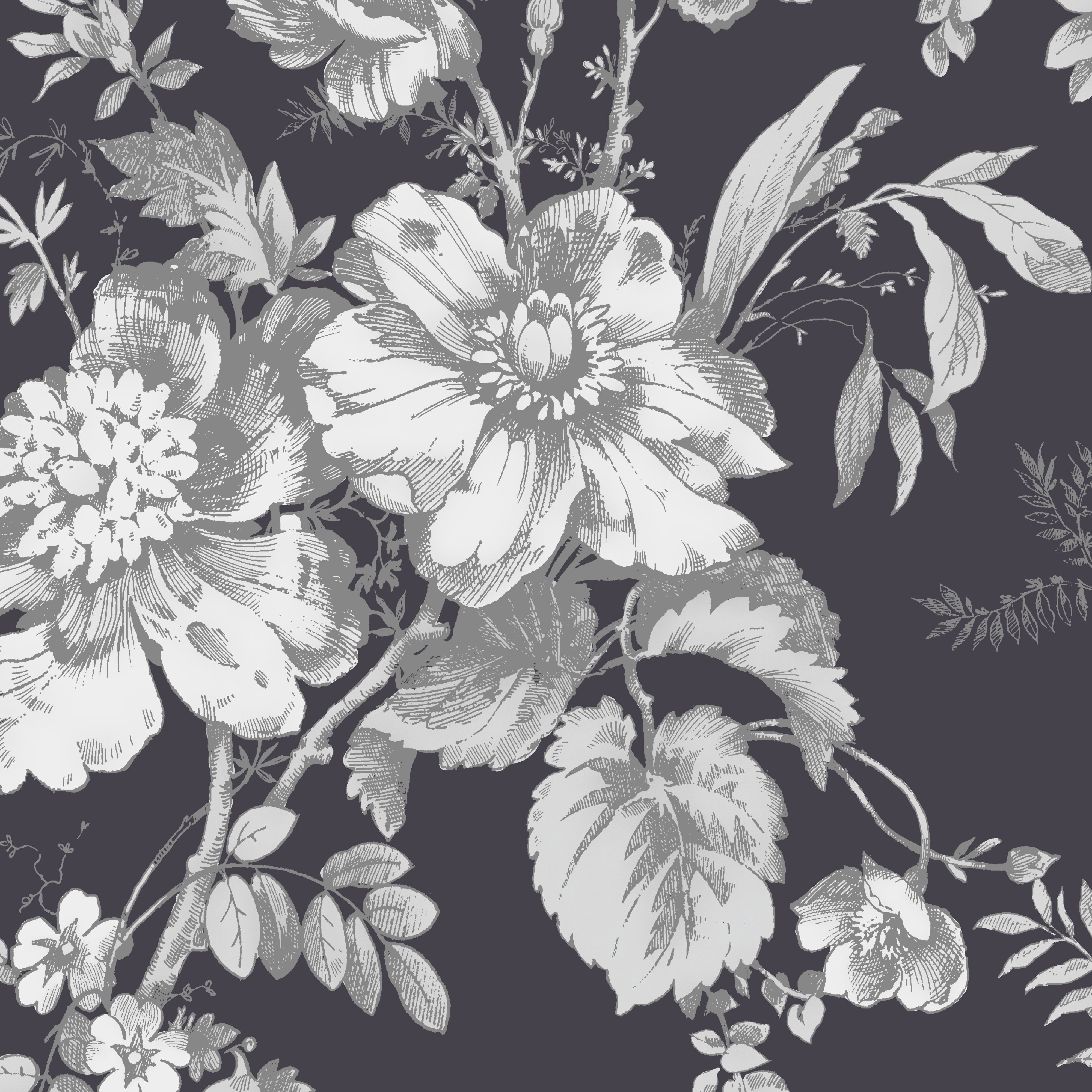 Arthouse Vintage Fleurette Grey & White Wallpaper | Departments | DIY