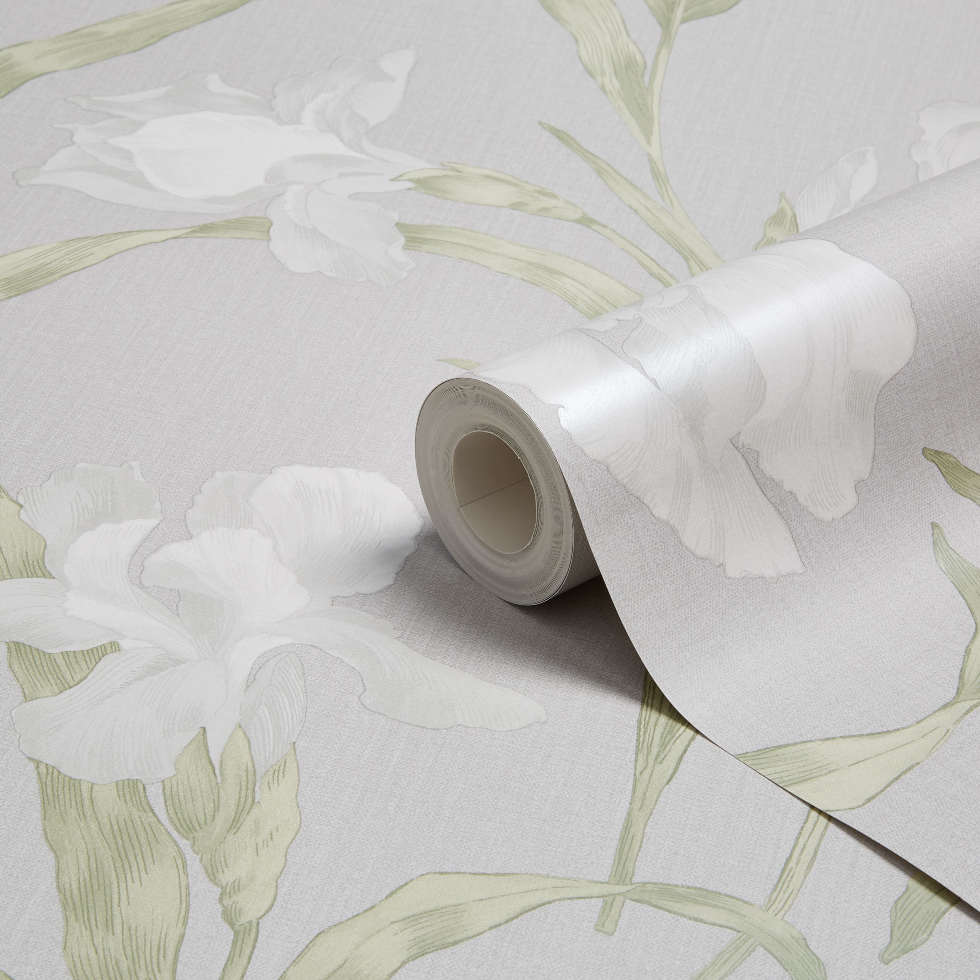Arthouse Sophie Conran Fleur Grey & Green Floral Wallpaper Clearance DIY at B&Q