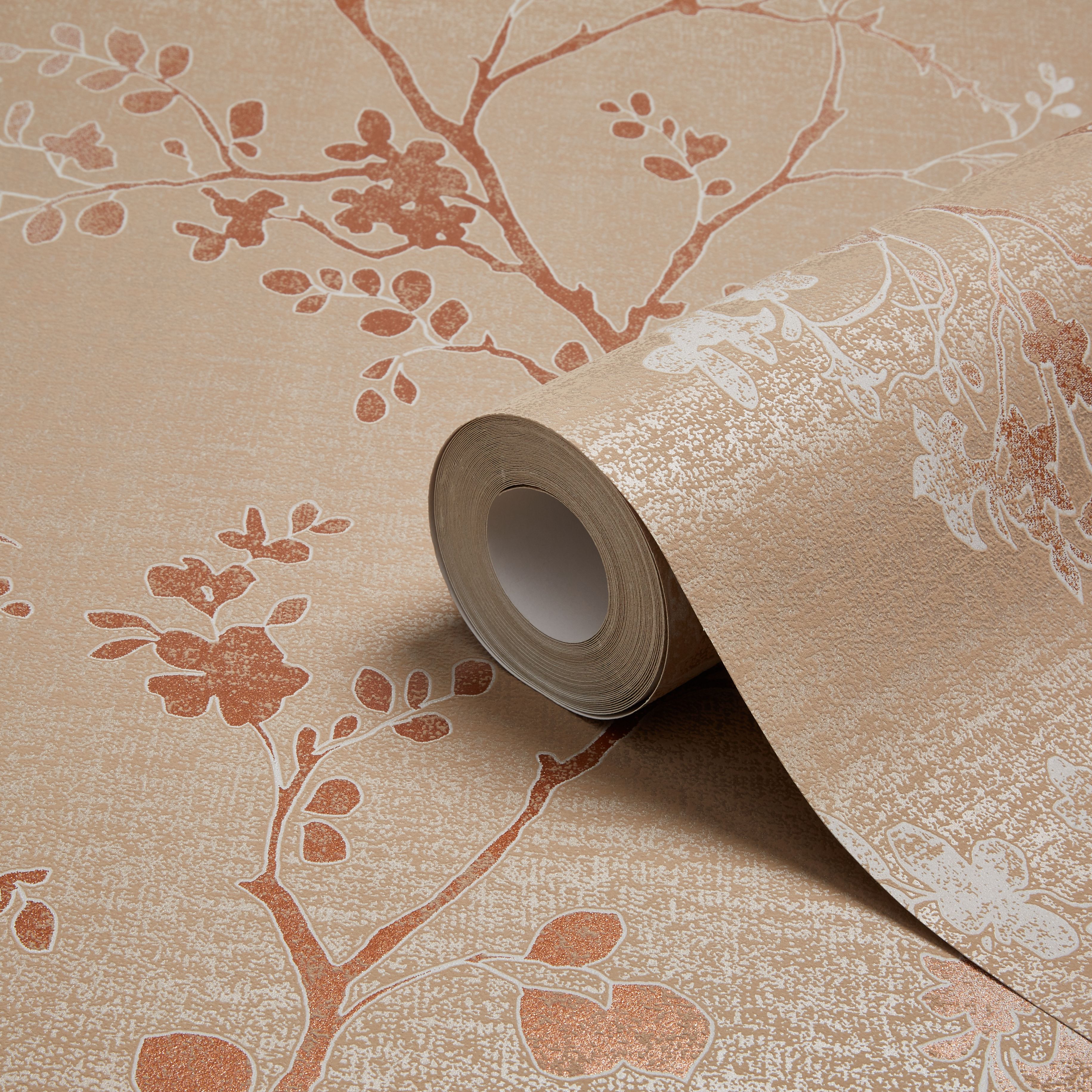 Arthouse Organica Copper Foliage Shiny Wallpaper