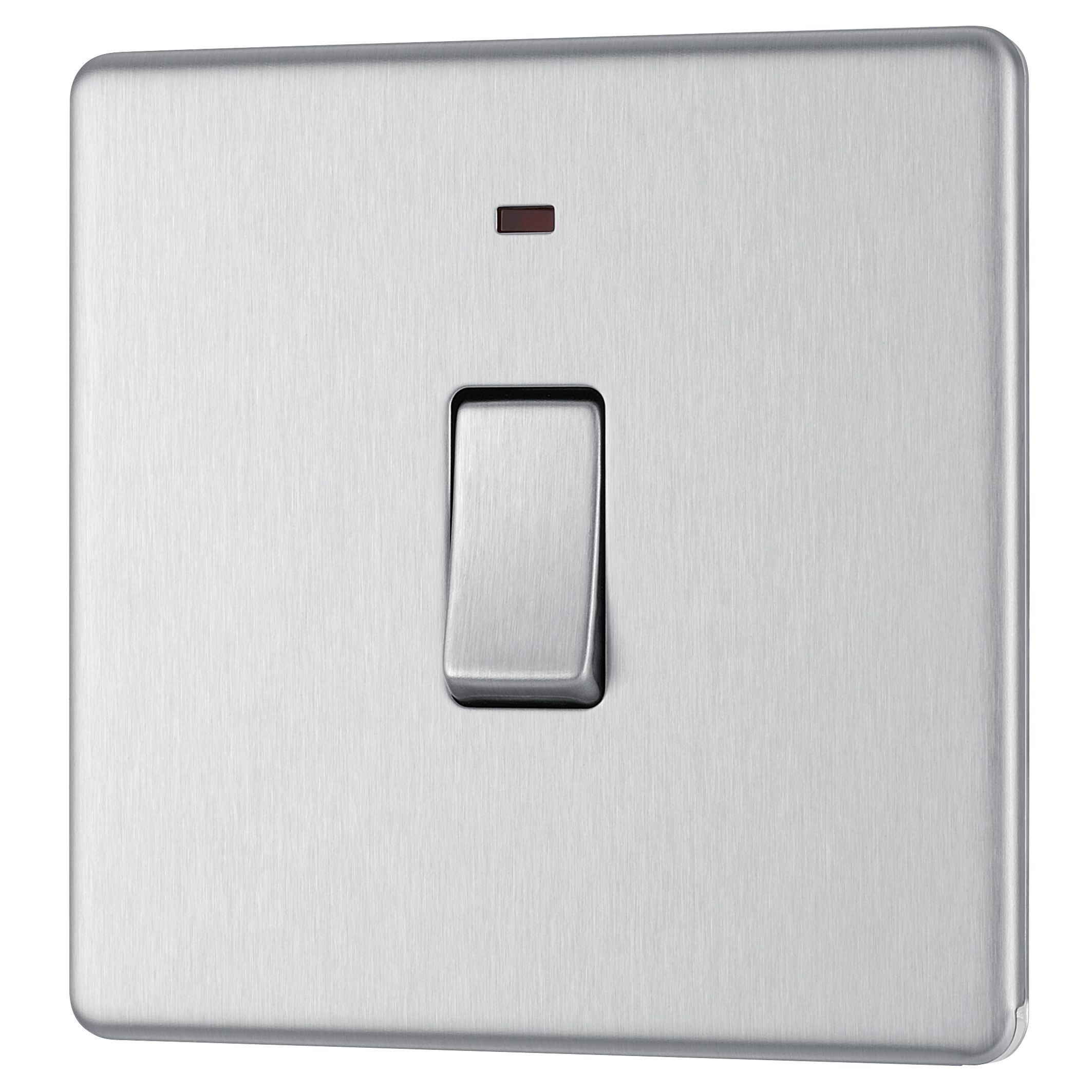 Colours 20A Double pole Brushed steel Switch with LED Departments