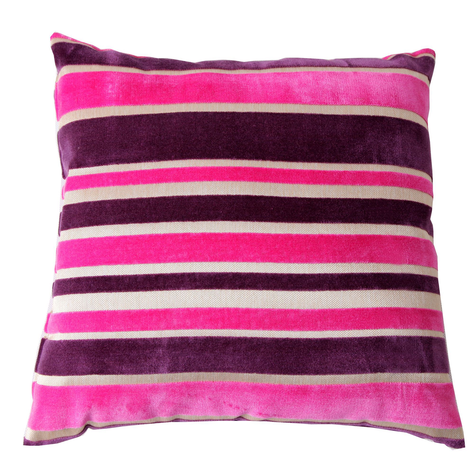 Tuberose Striped Cream, Pink & Purple Cushion Departments DIY at B&Q
