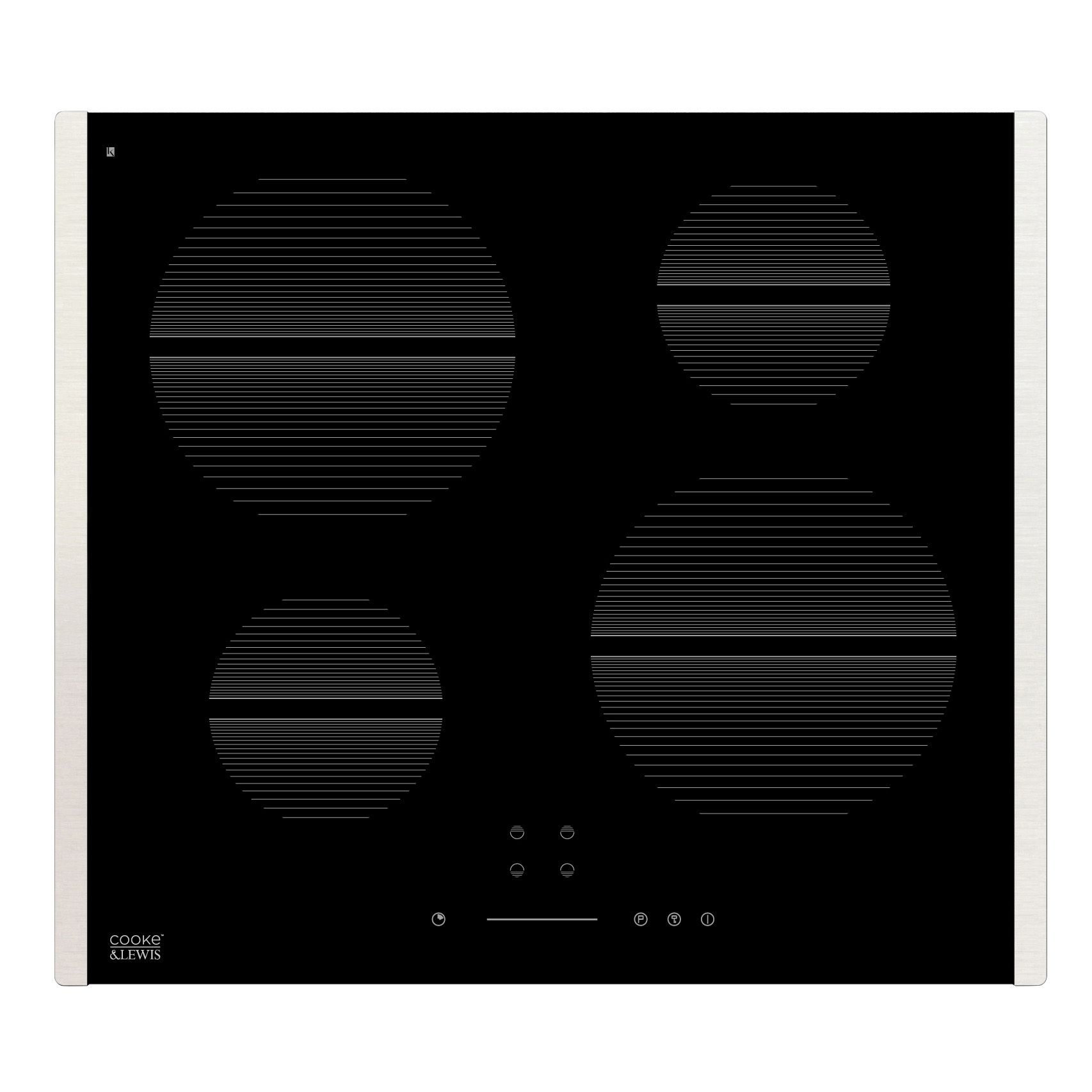 Cooke & Lewis 4 Burner Black Stainless Steel Electric Induction Hob