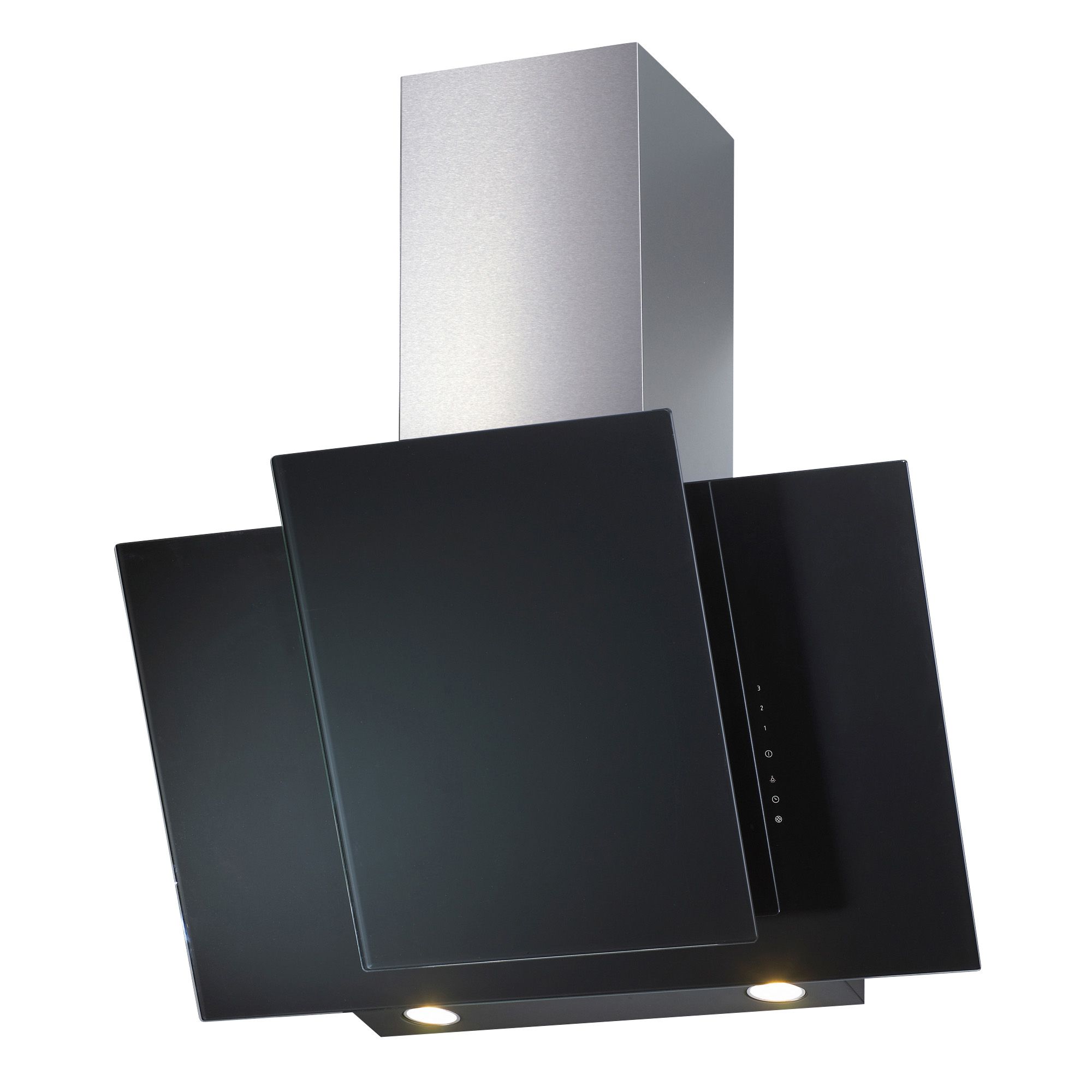 Cooke & Lewis CLAGH70 Silver Effect Angled Glass Cooker Hood, (W