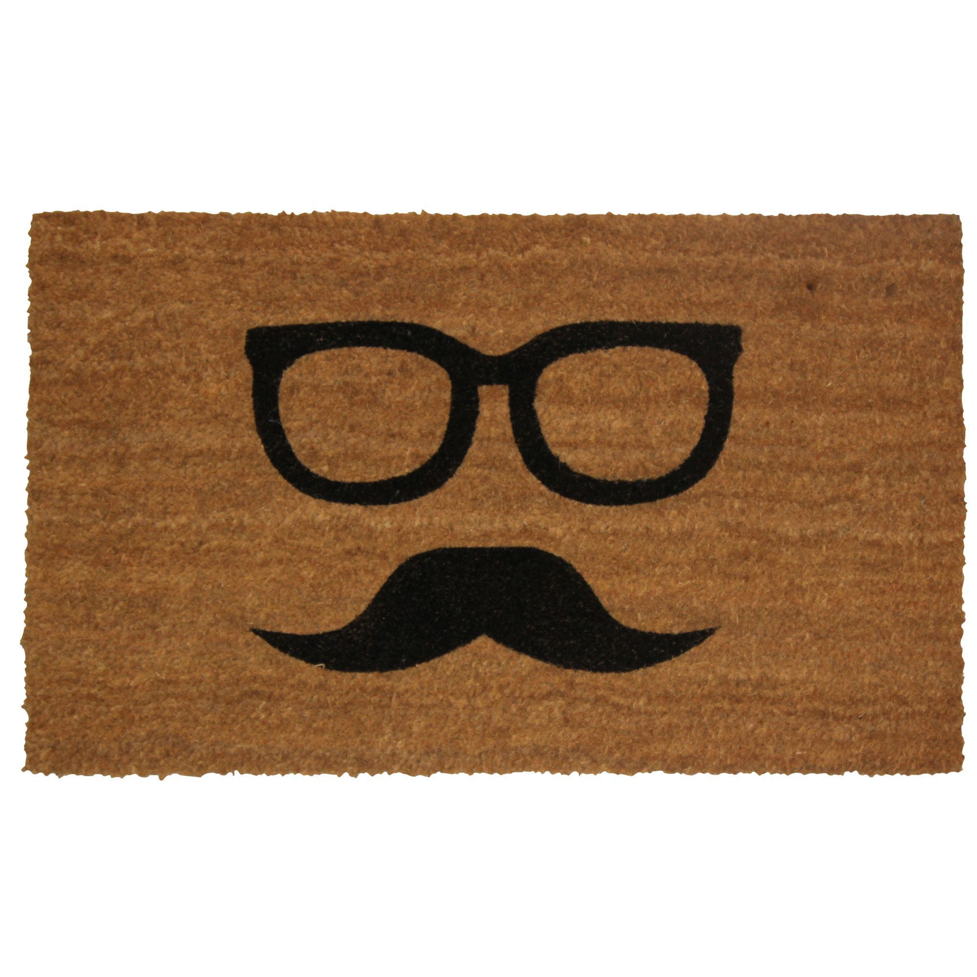 Colours Uri Black & Natural Moustache Coir Door Mat (L)0.75m (W)450mm