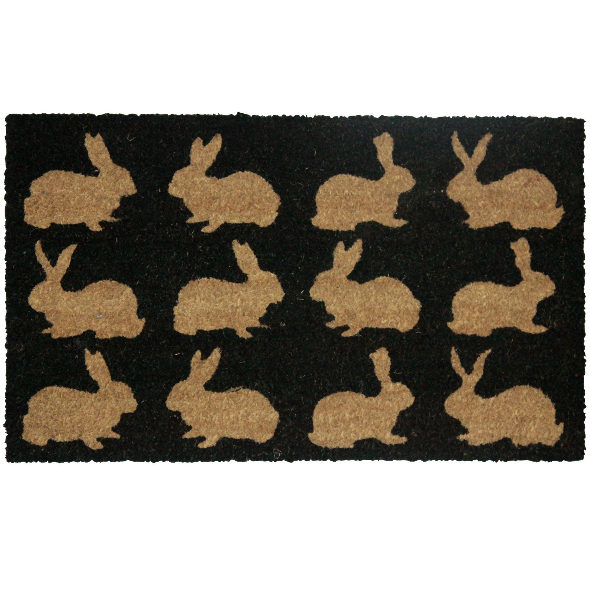 Colours Bellina Black & Natural Rabbit Coir Door Mat (L)0.75m (W)450mm