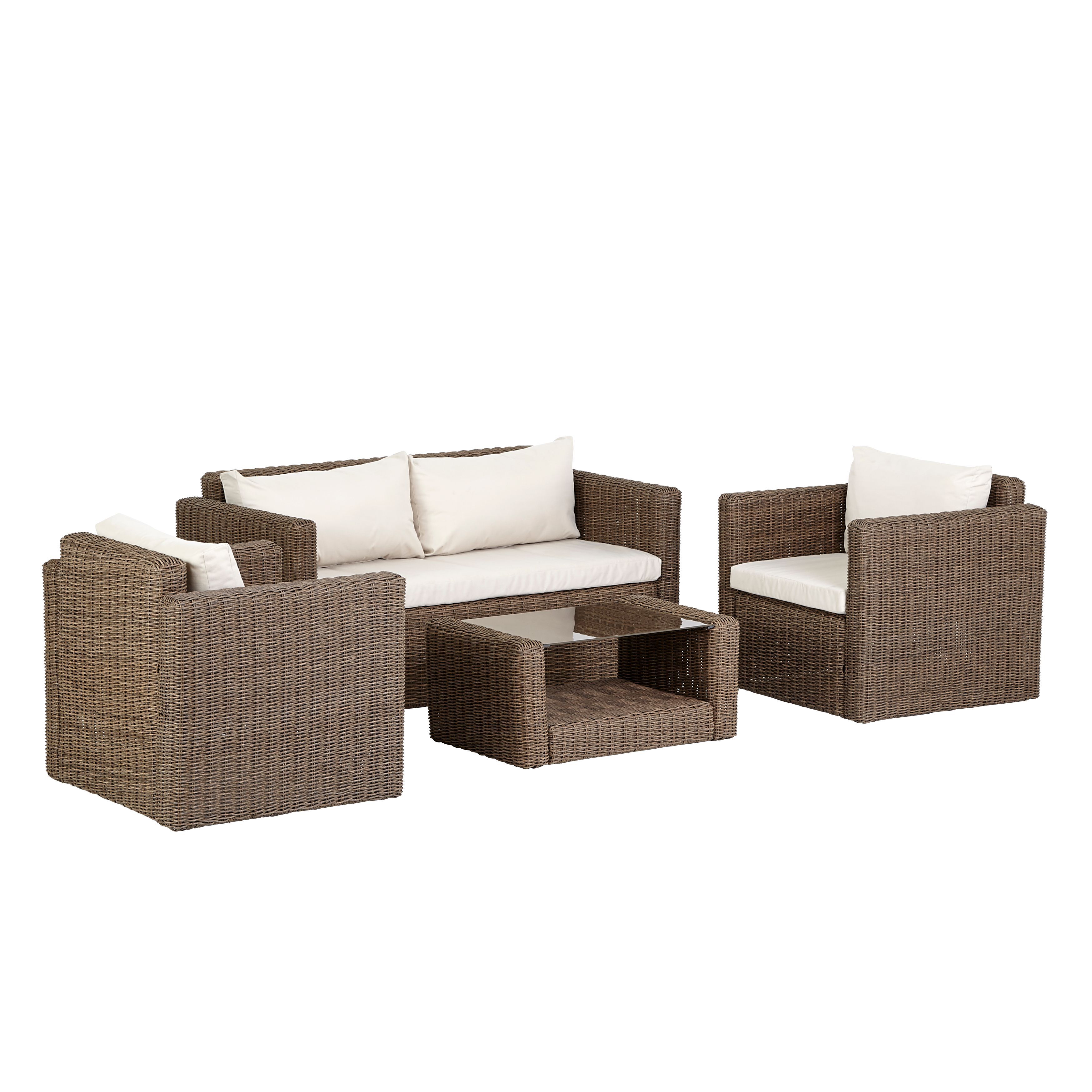 Soron Rattan Effect 4 Seater Coffee Set Departments DIY at B&Q