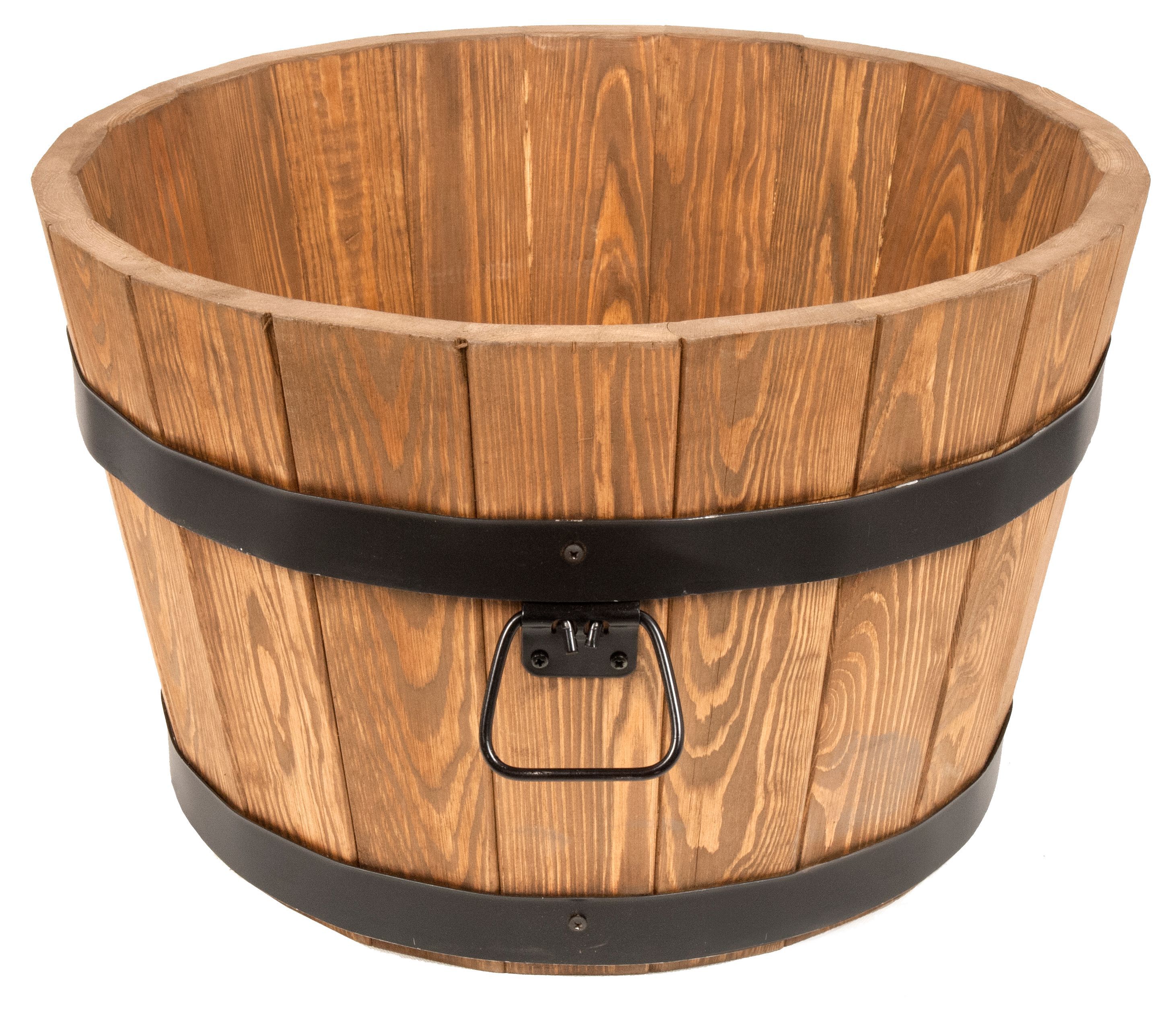 Round Wooden Barrel Planter H310mm Dia500mm Departments Diy At Bandq