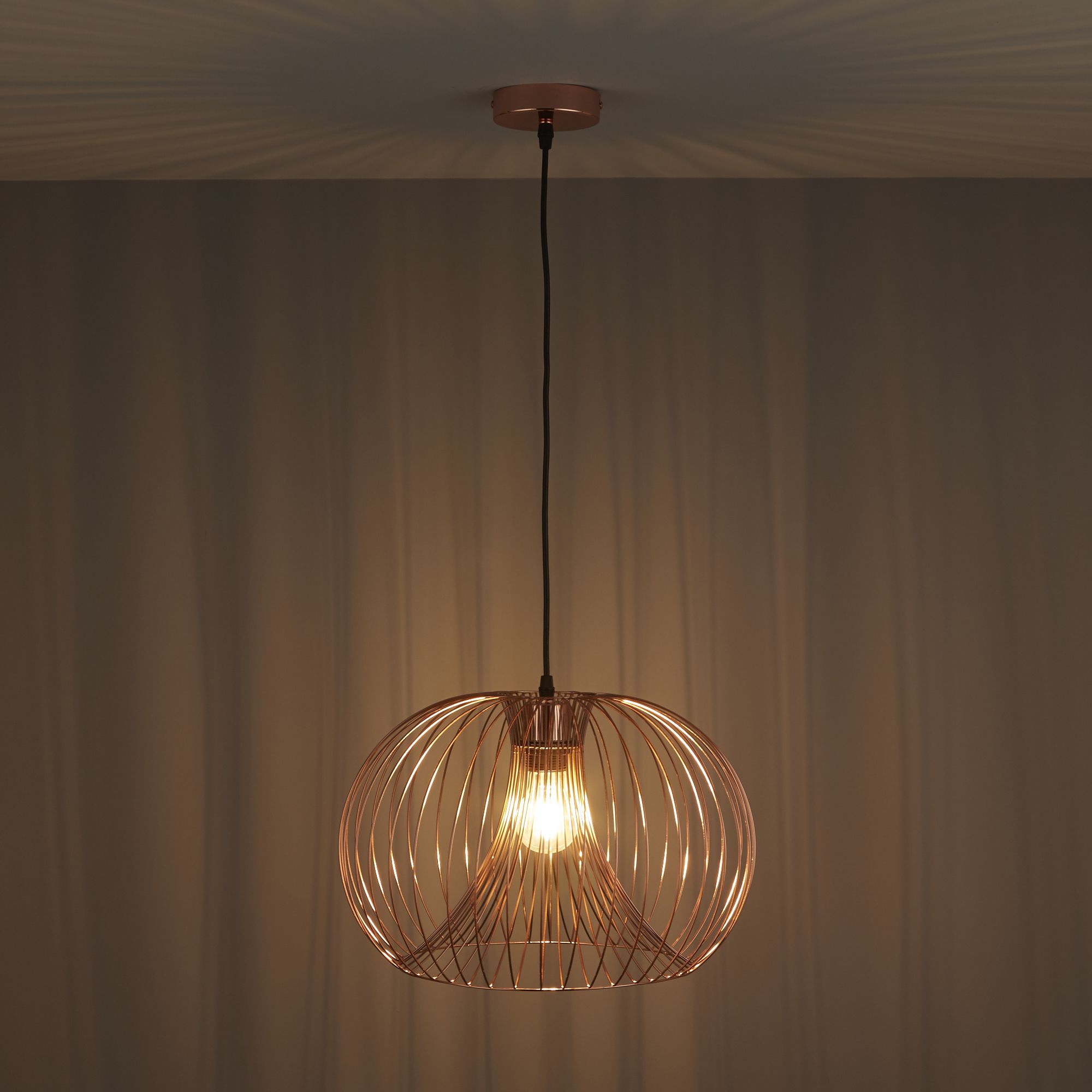 Jonas Wire Copper Pendant Ceiling Light | Departments | TradePoint