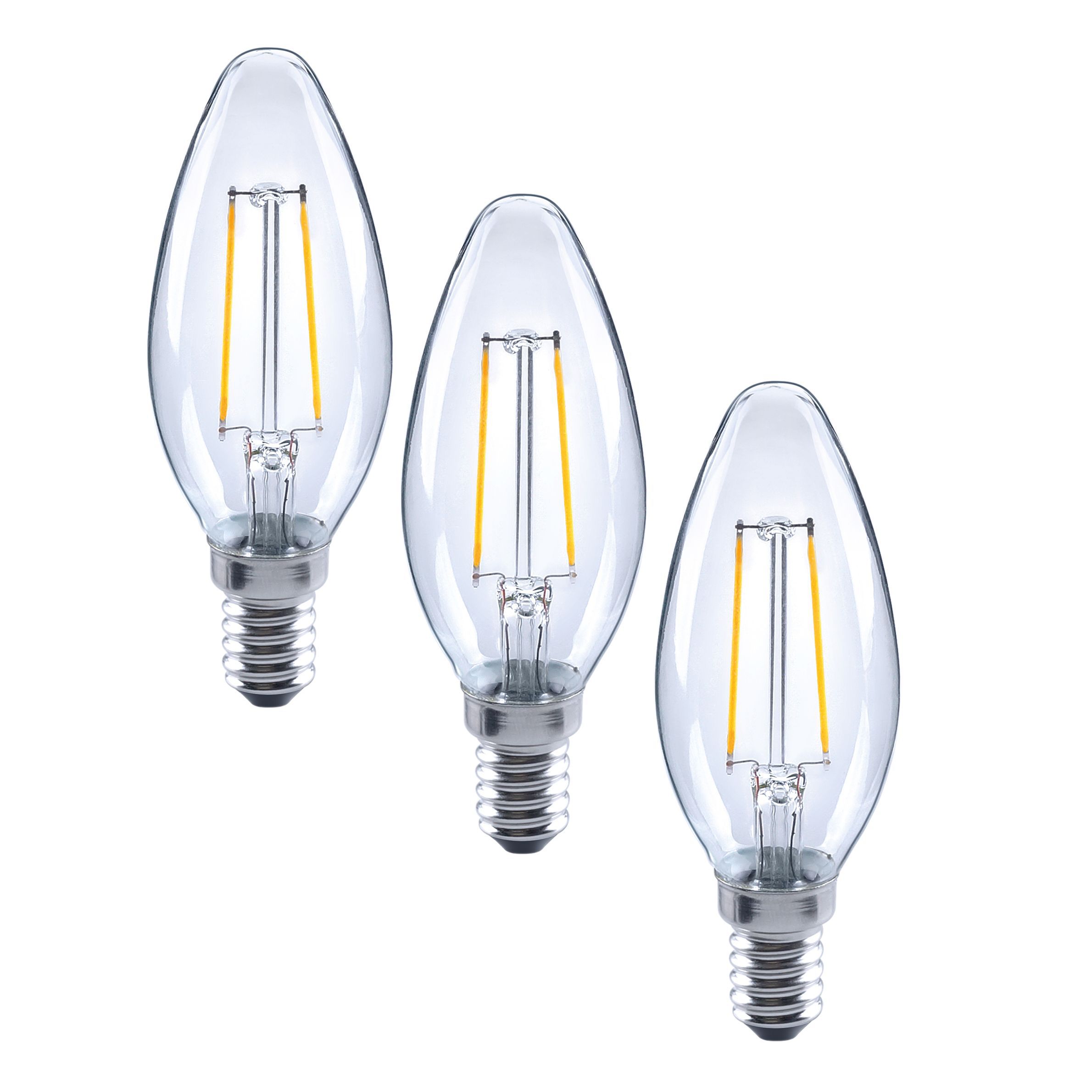 Diall E14 2W LED Filament Candle Light Bulb, Pack Of 3 | Departments ...