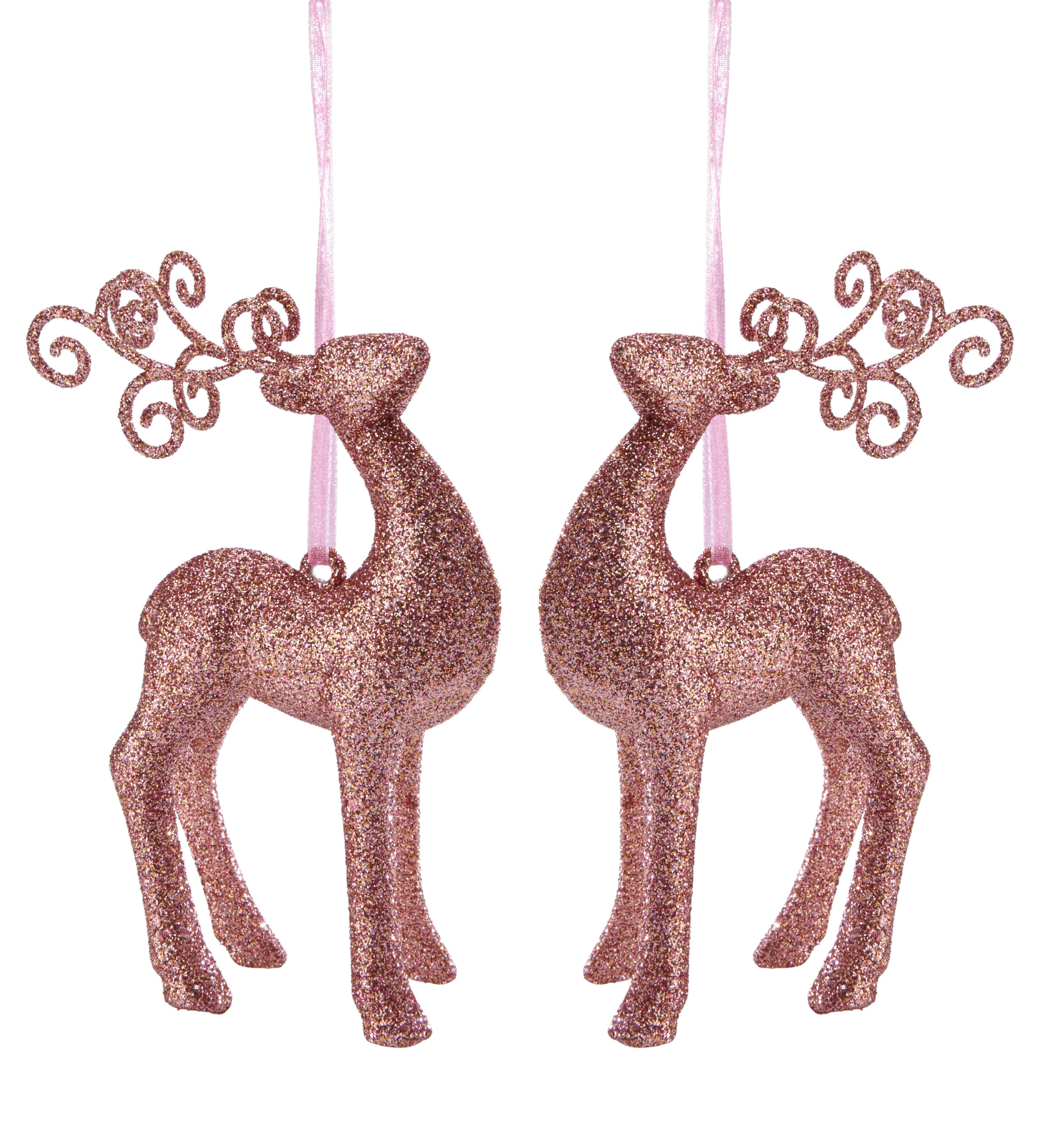 Glittered Reindeer Decoration Pack Of 2 Departments Diy At Bandq