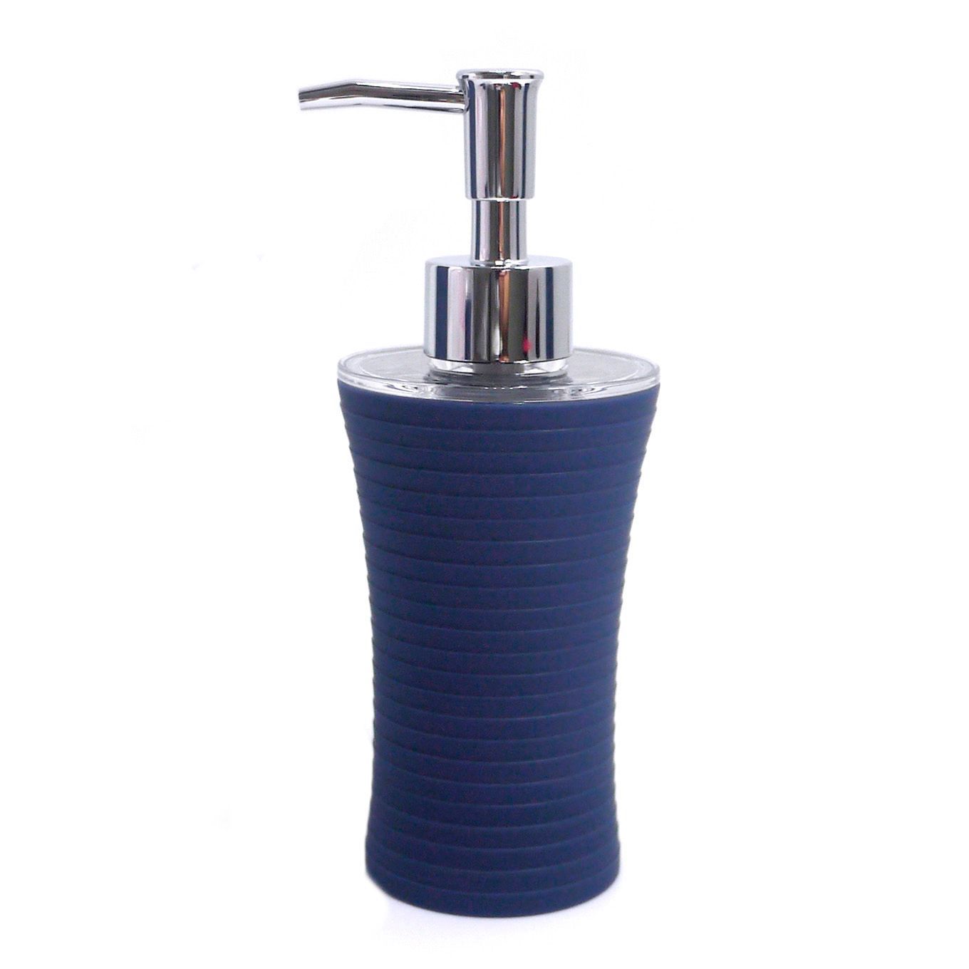 navy blue bathroom soap dispenser