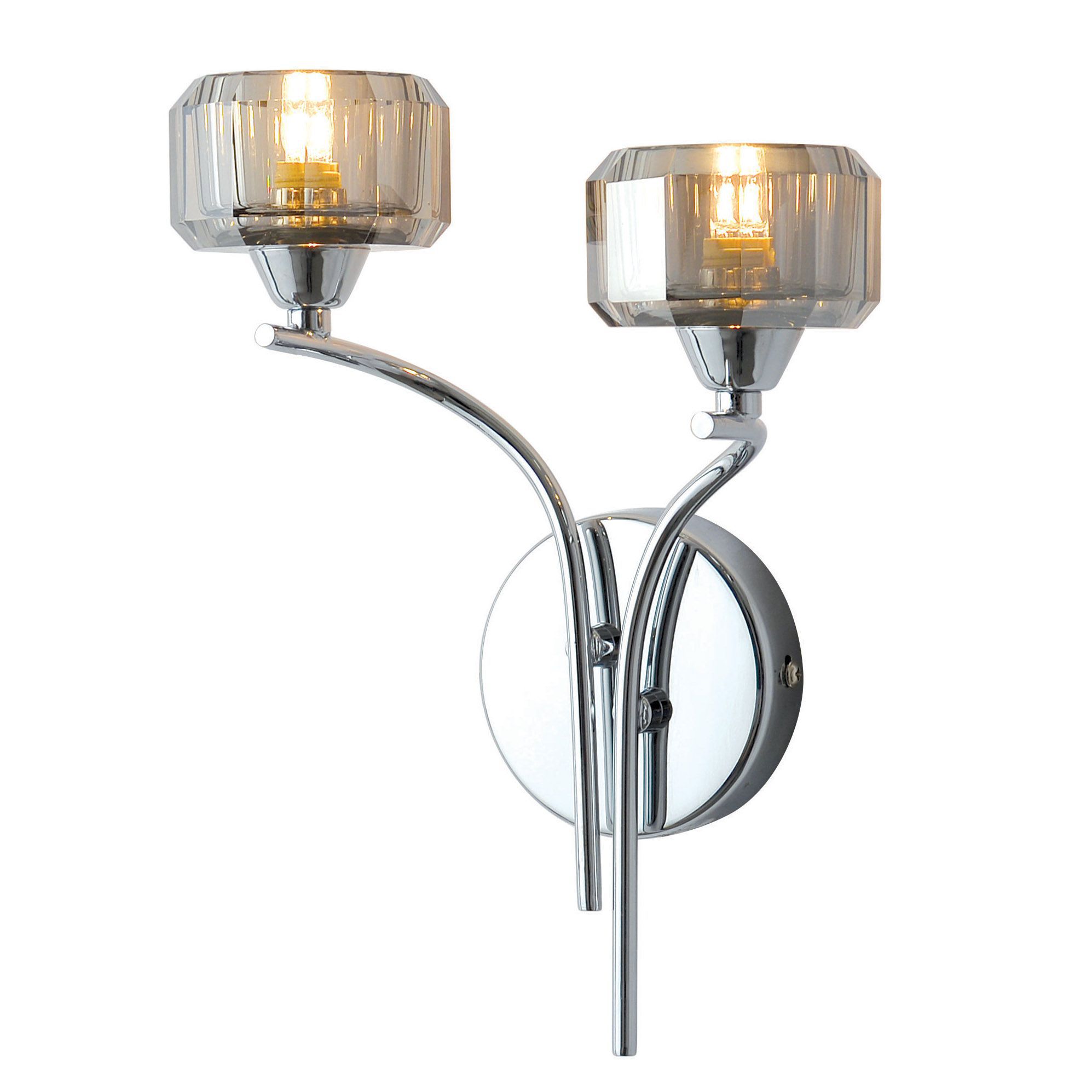 Allyn Clear Chrome & Smoked Glass Wall Light Departments DIY at B&Q