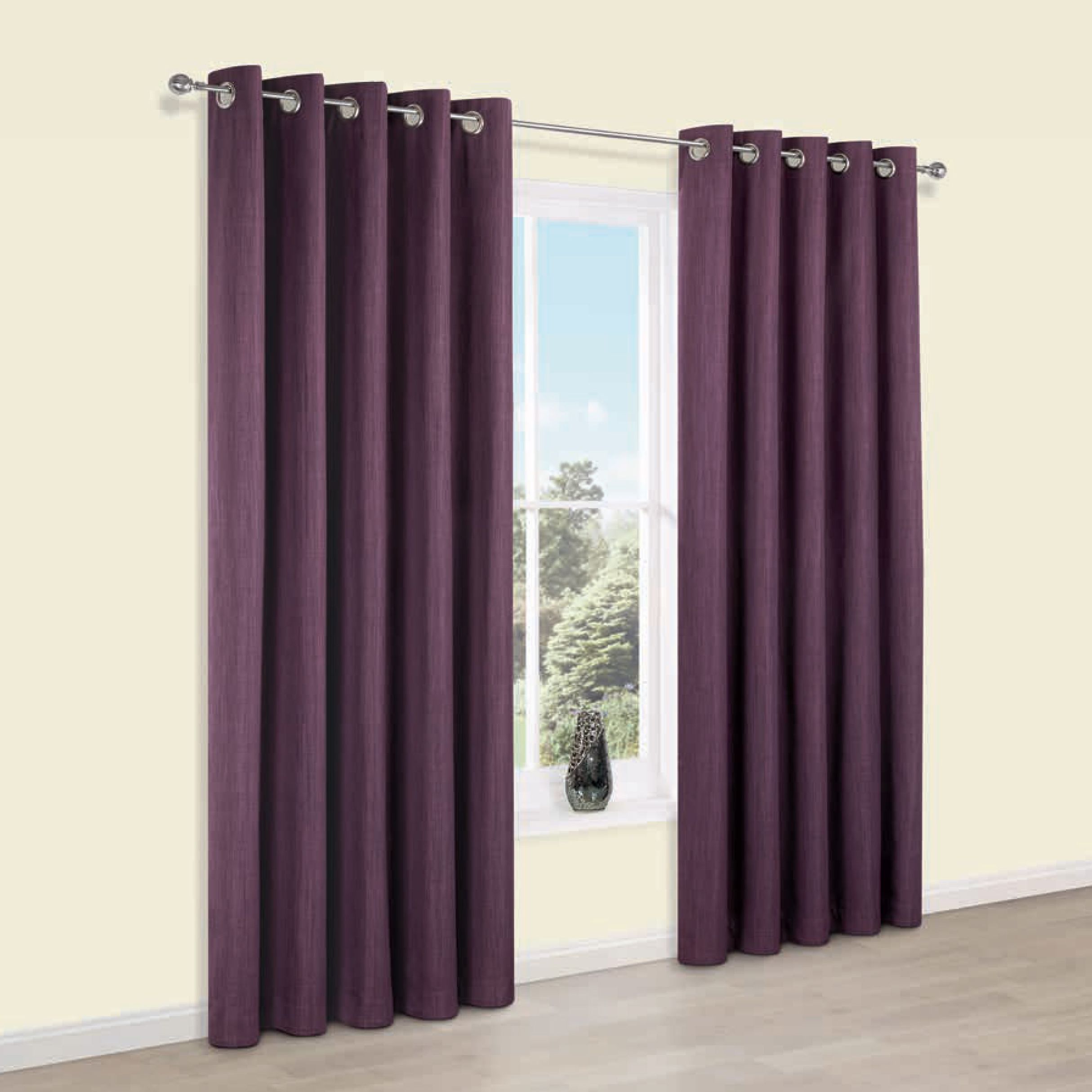 Durene Purple Plain Blackout Eyelet Blackout Curtains (W)228 cm (L)228