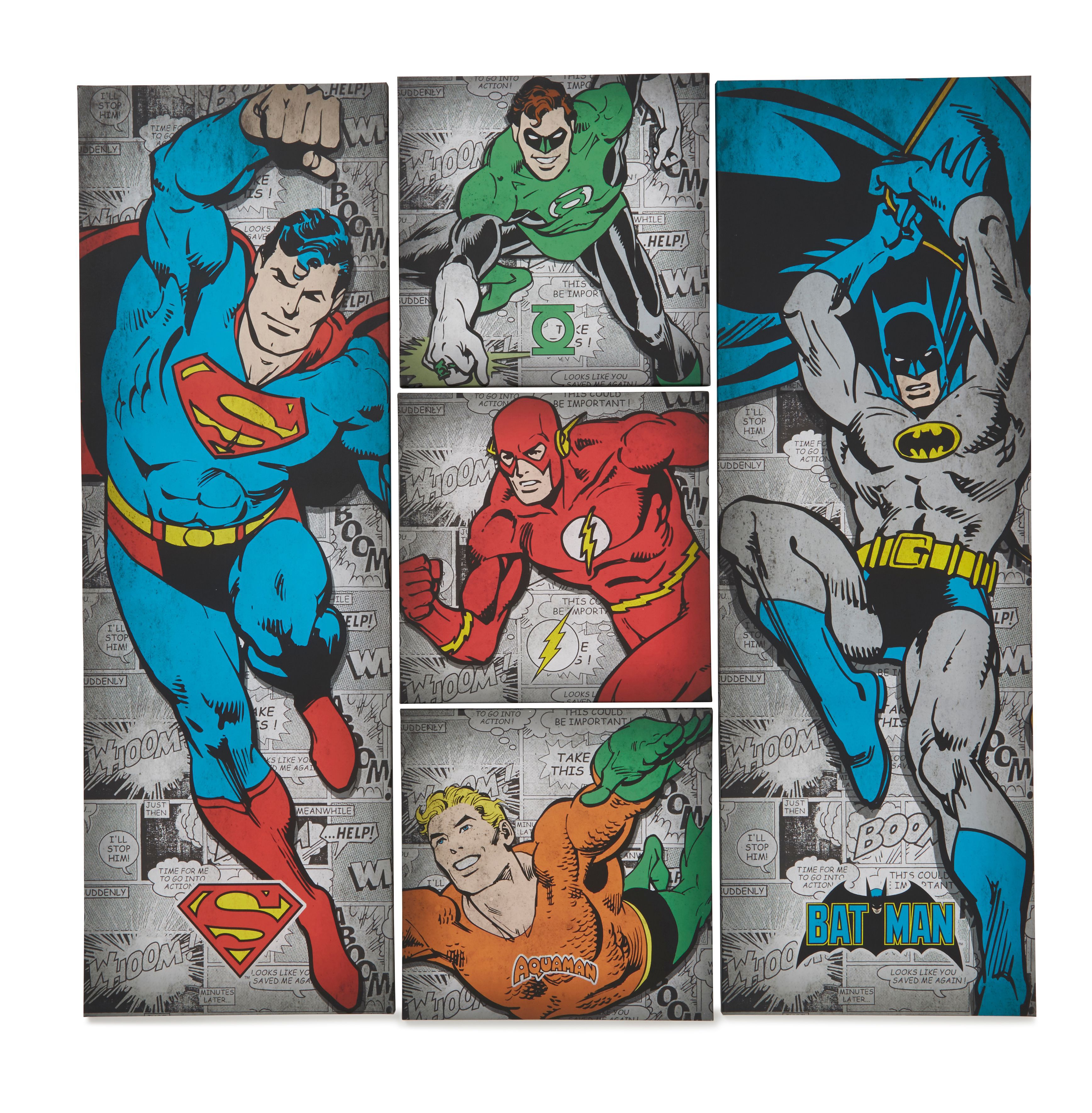 Marvel Retro Comic Book Multicolour Canvas Pack Of 5 Departments 