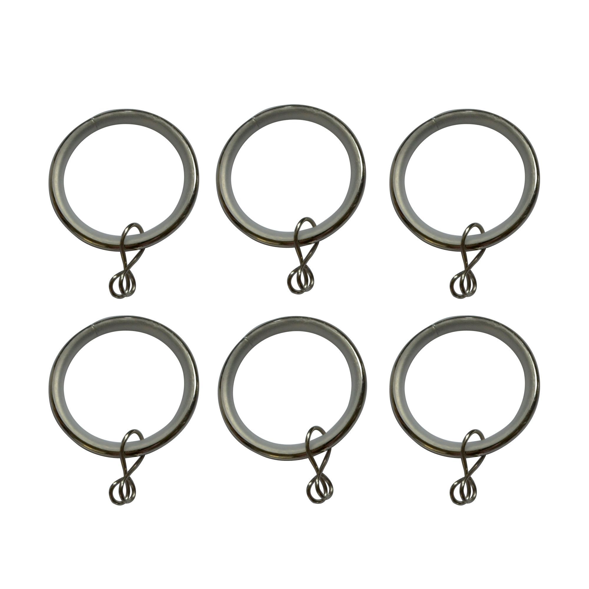 Stainless Steel Effect Metal Round Curtain Ring (Dia)28mm, Pack of 6