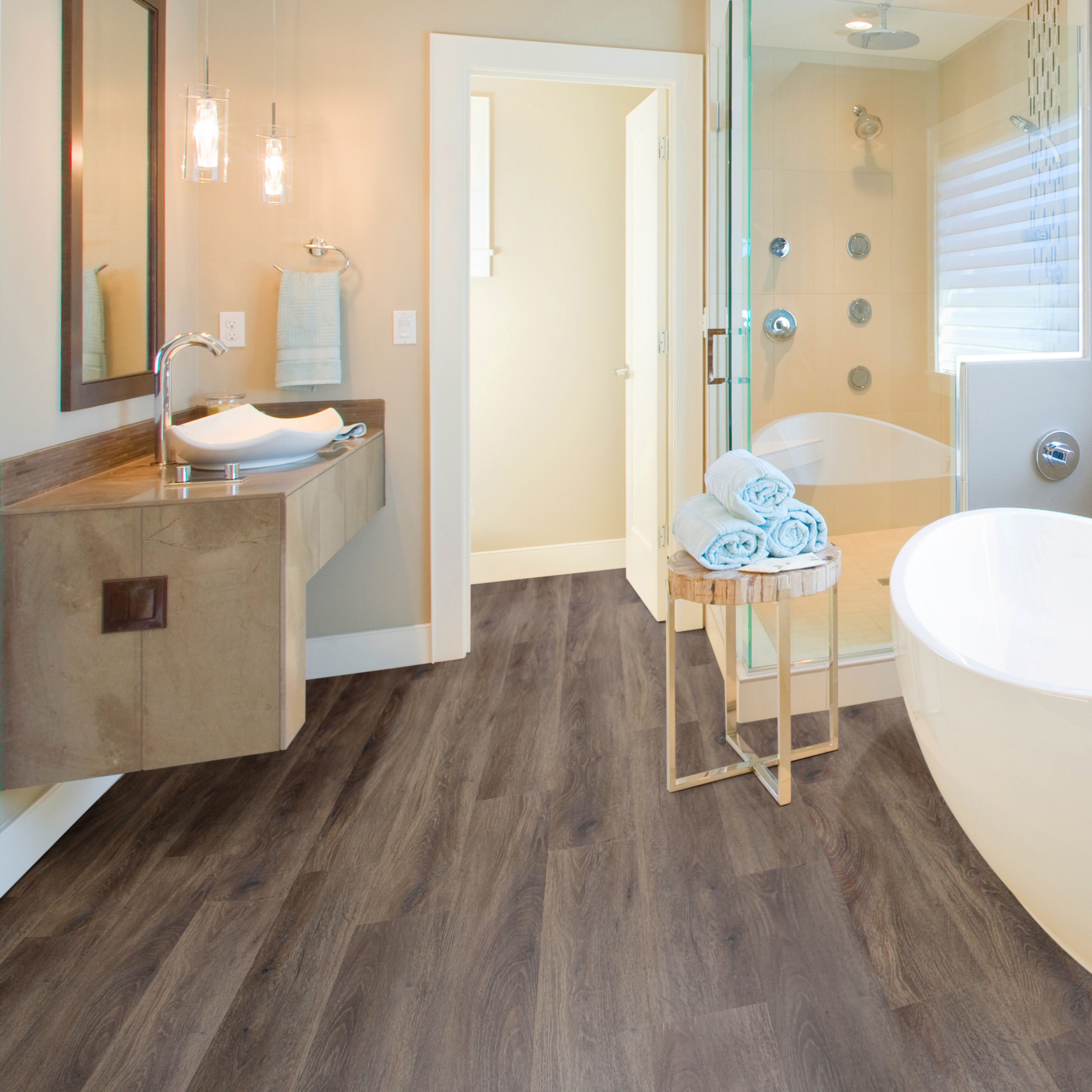 Brown Natural Oak Effect Waterproof Luxury Vinyl Click Flooring 220m²