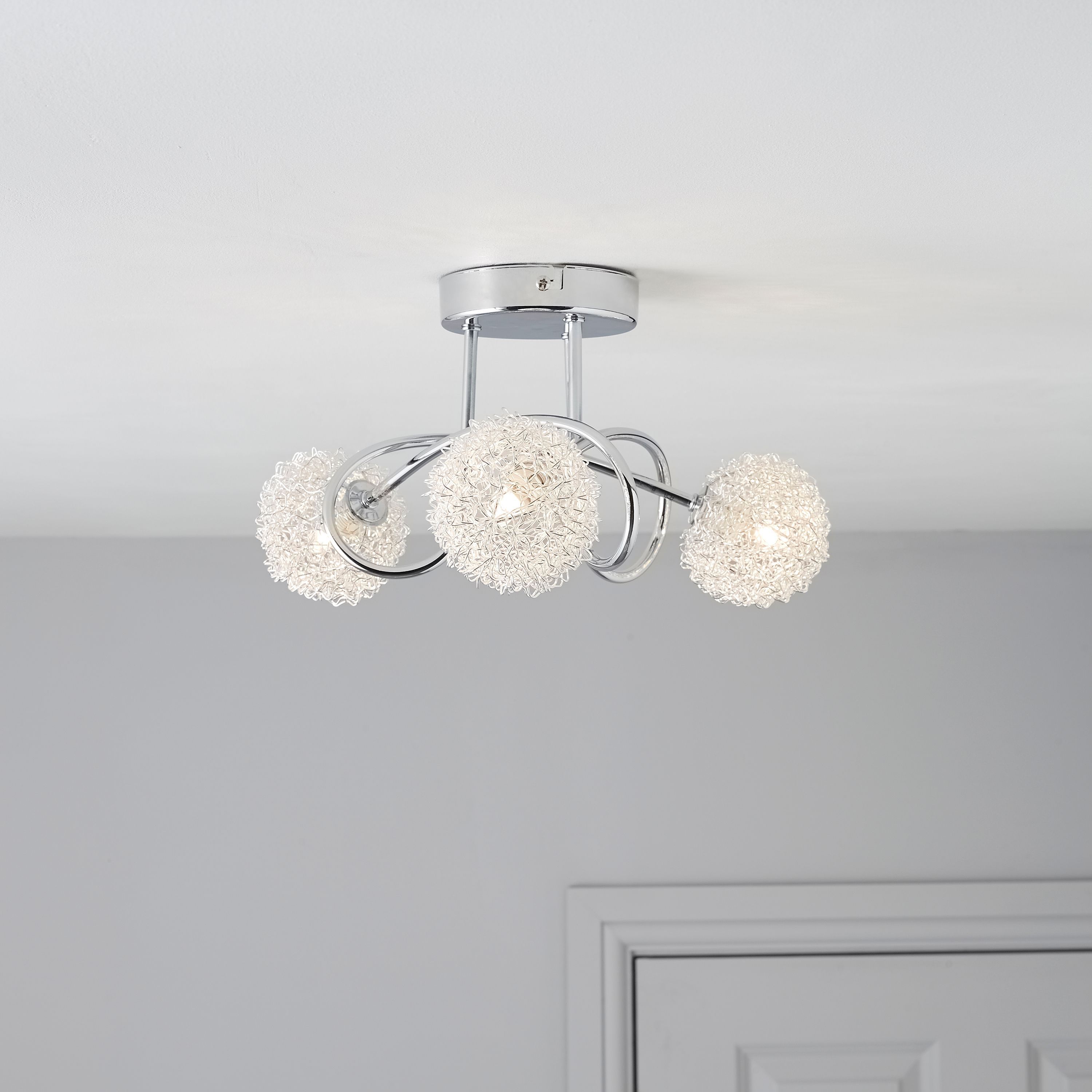 Pallas Chrome Effect 3 Lamp Ceiling Light | Departments | DIY at B&Q