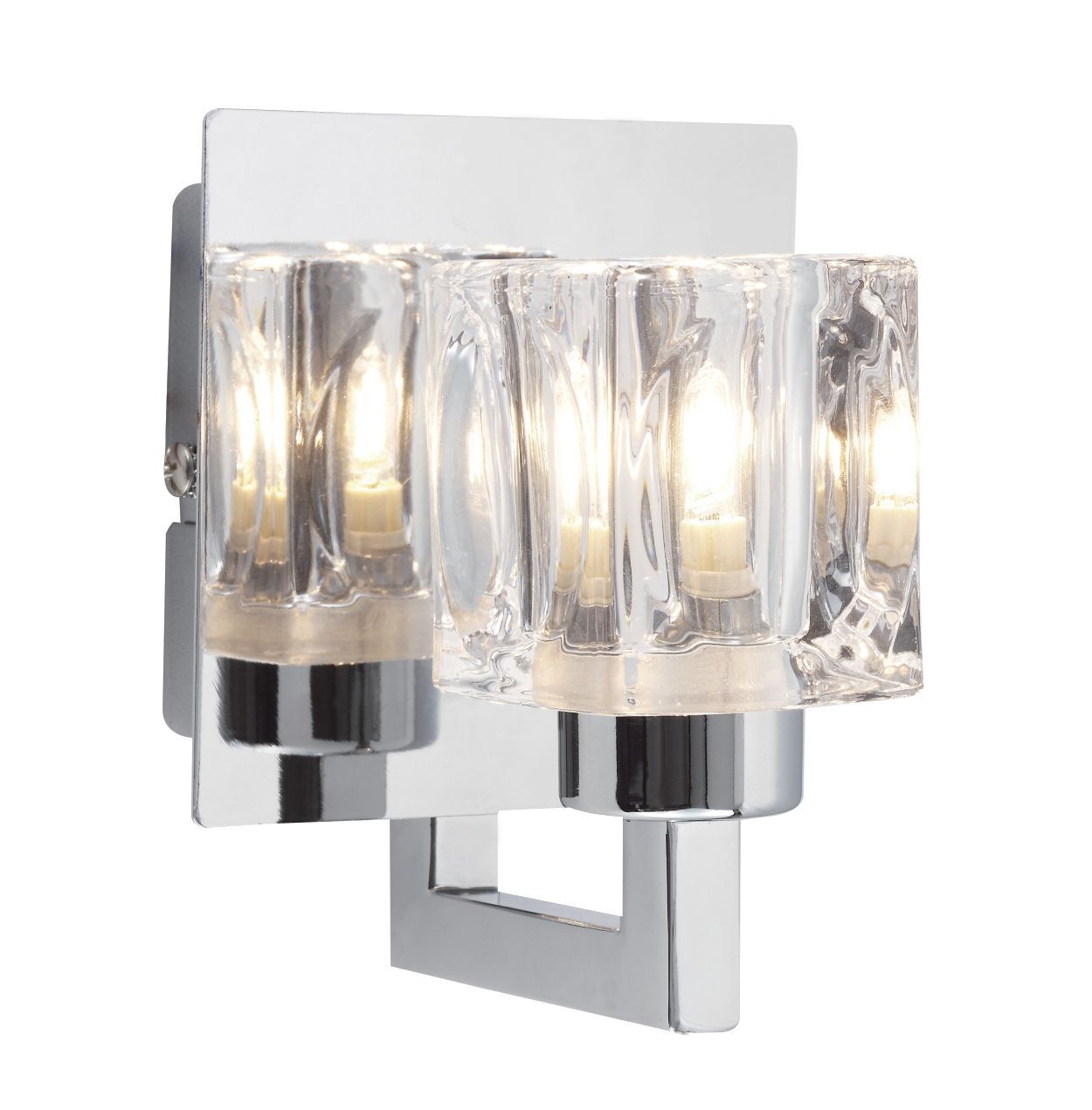 Pia Glass Cube Chrome-Plated Wall Light Departments DIY at B&Q