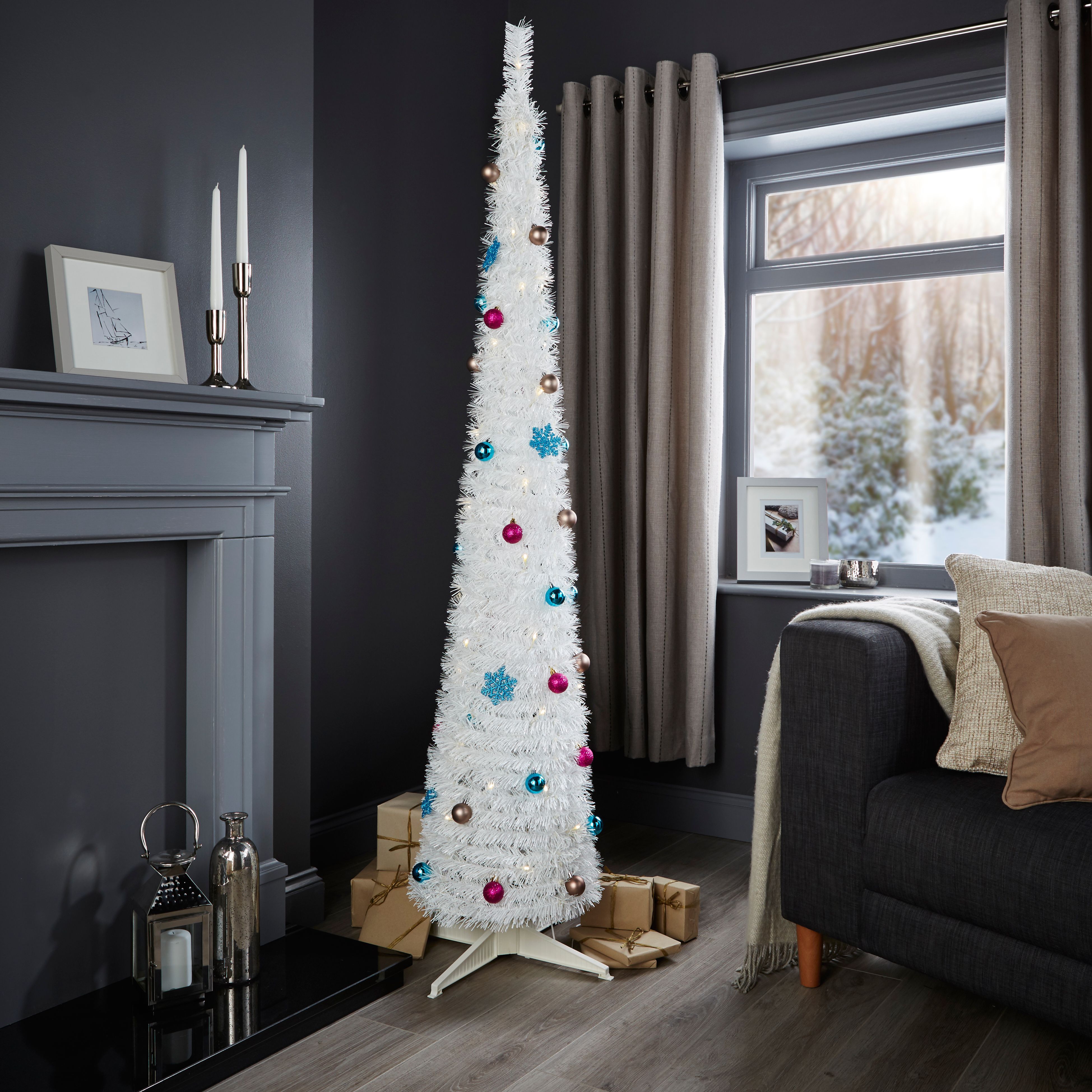 6ft Pop Up White PreLit & Pre Decorated Christmas Tree Departments