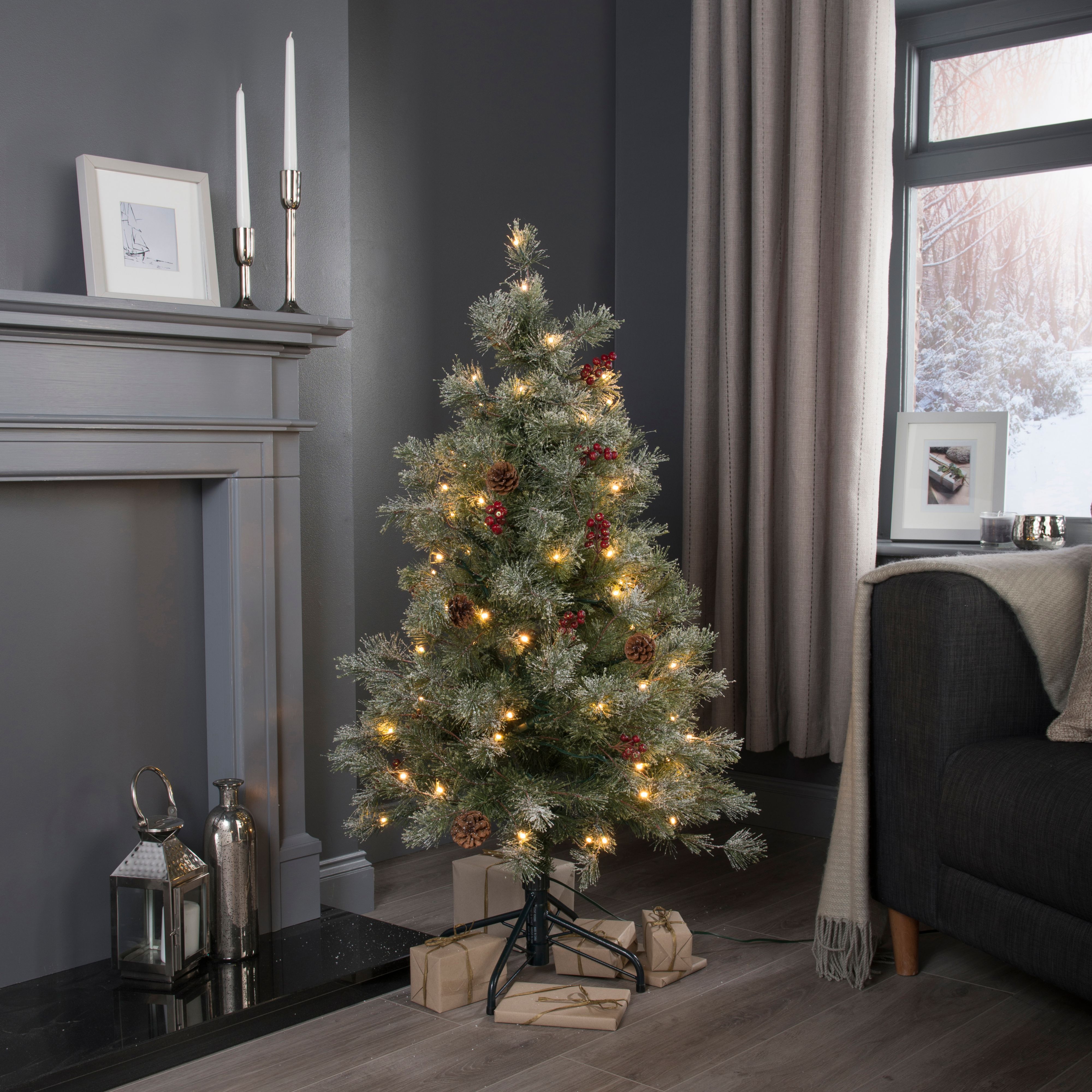 4ft Fairview Pre-Lit & Pre Decorated Christmas Tree  Departments  DIY at B&Q