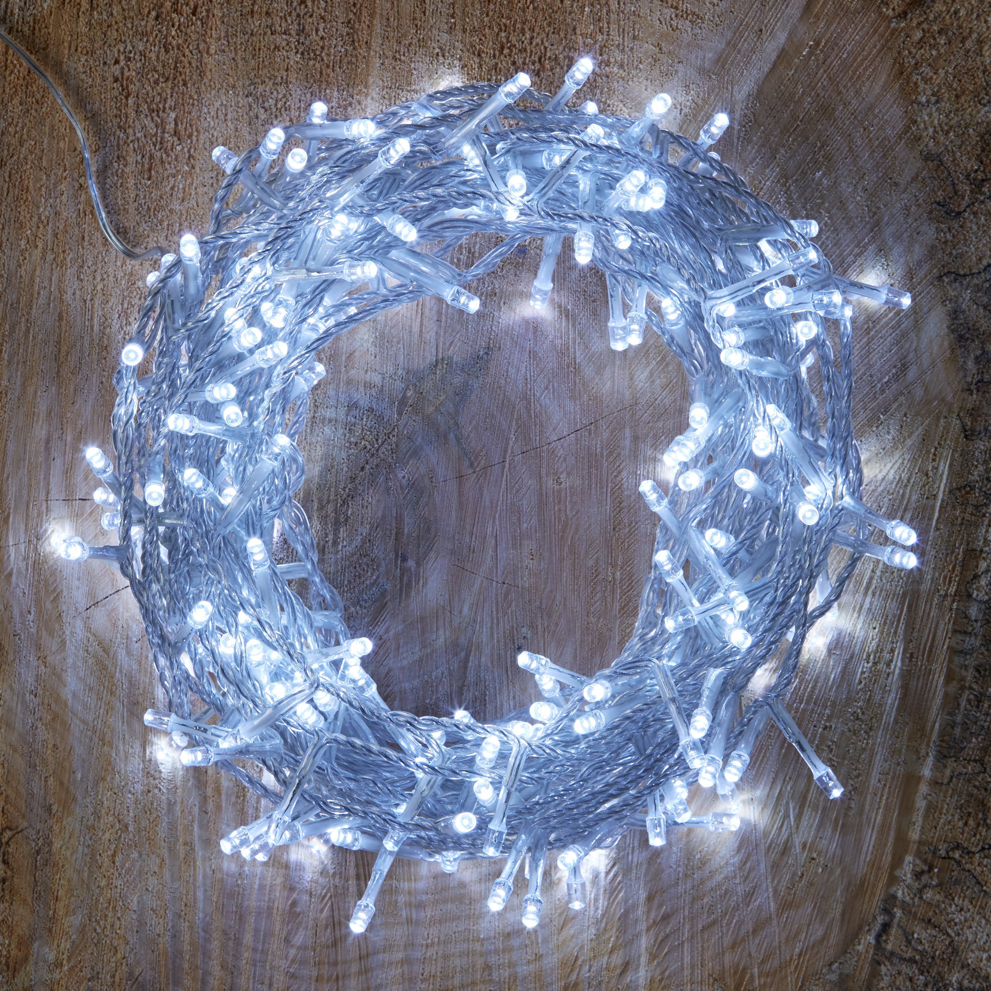 240 Ice White LED String Lights Departments DIY at B&Q