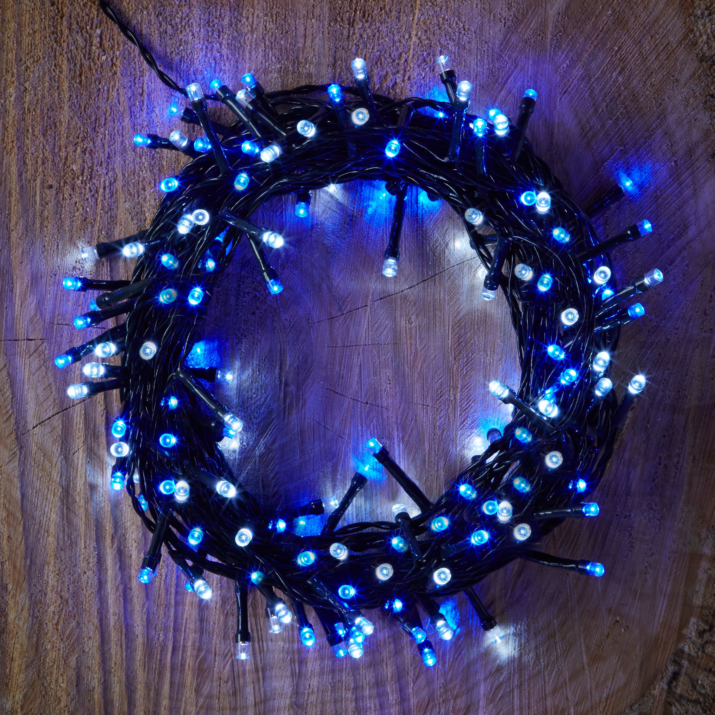 Battery Operated 120 Blue & White LED String Lights Departments DIY at B&Q
