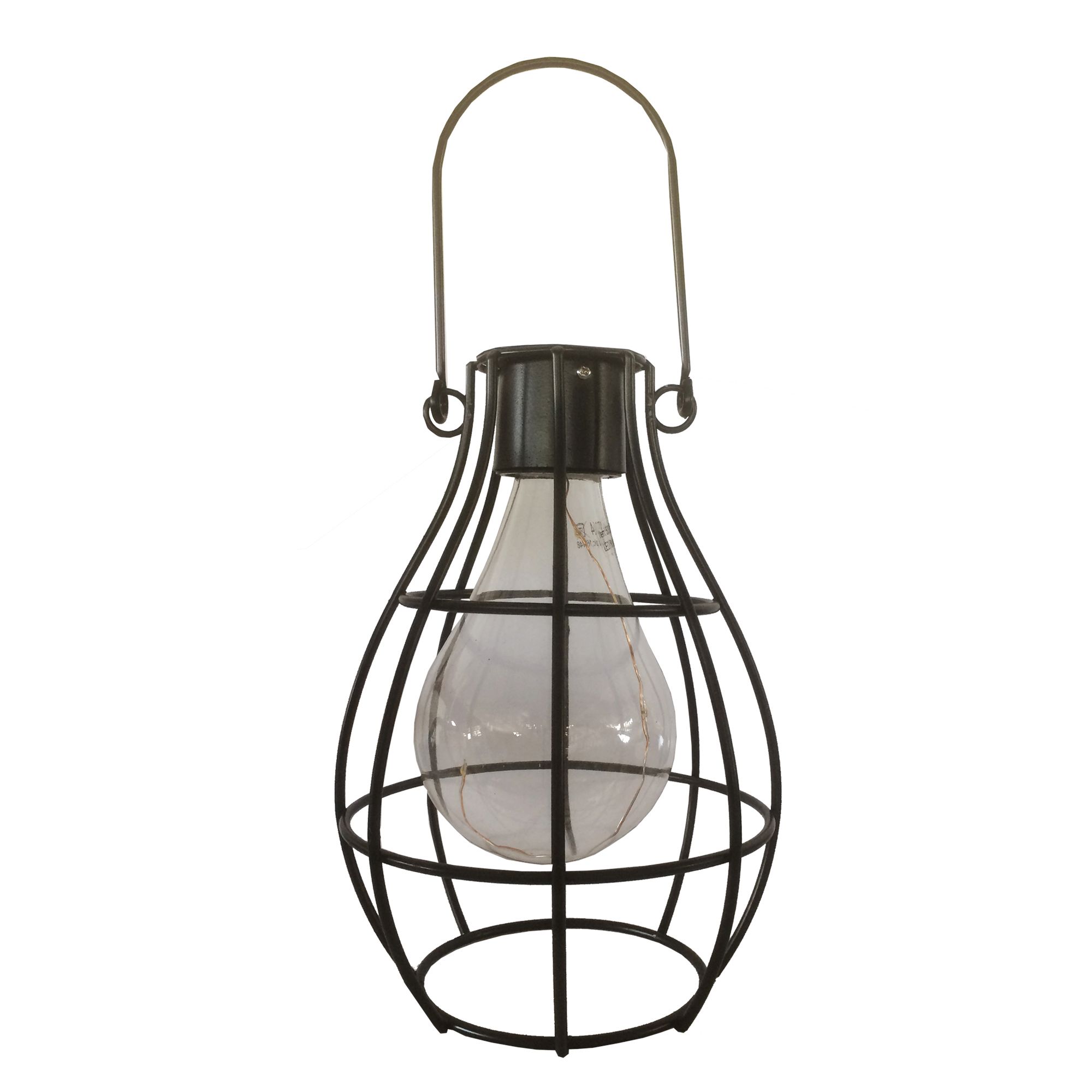 Blooma Ellopos Black Matt Caged Solar Powered LED Hanging Lantern ...