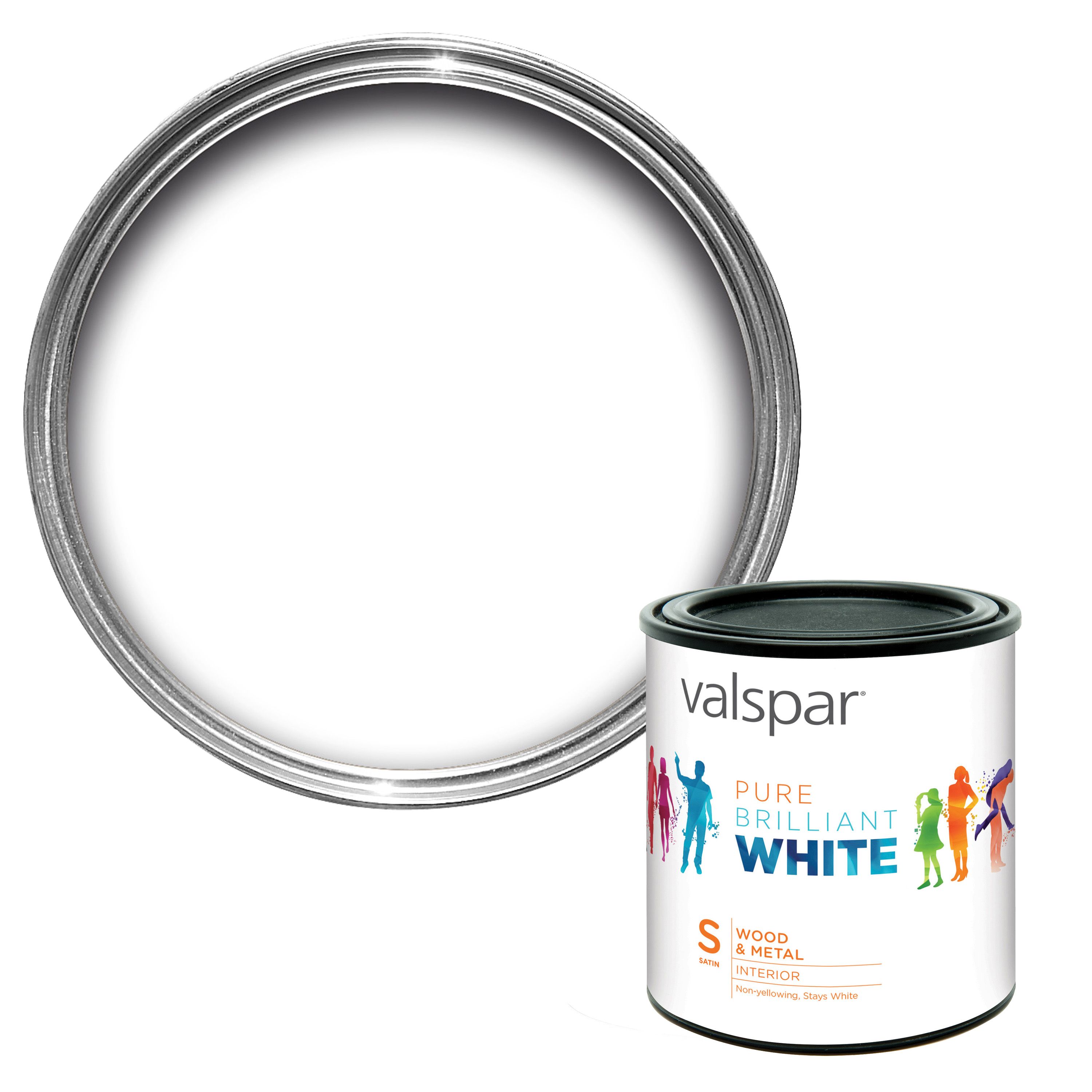 Valspar Interior Pure Brilliant White Satin Wood & Metal Paint 1L