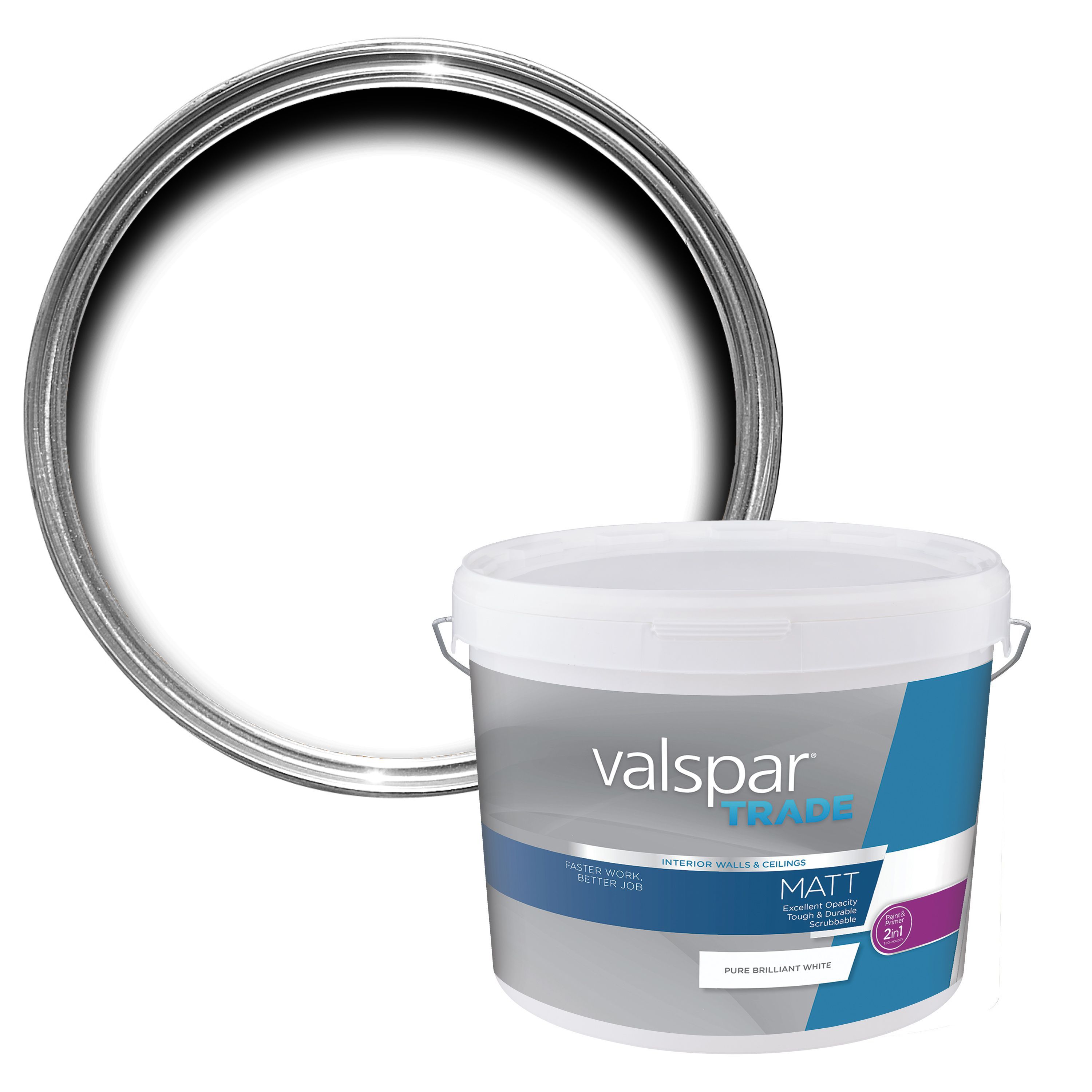 Valspar Trade Trade Pure Brilliant White Matt Wall & Ceiling Paint 10L ...