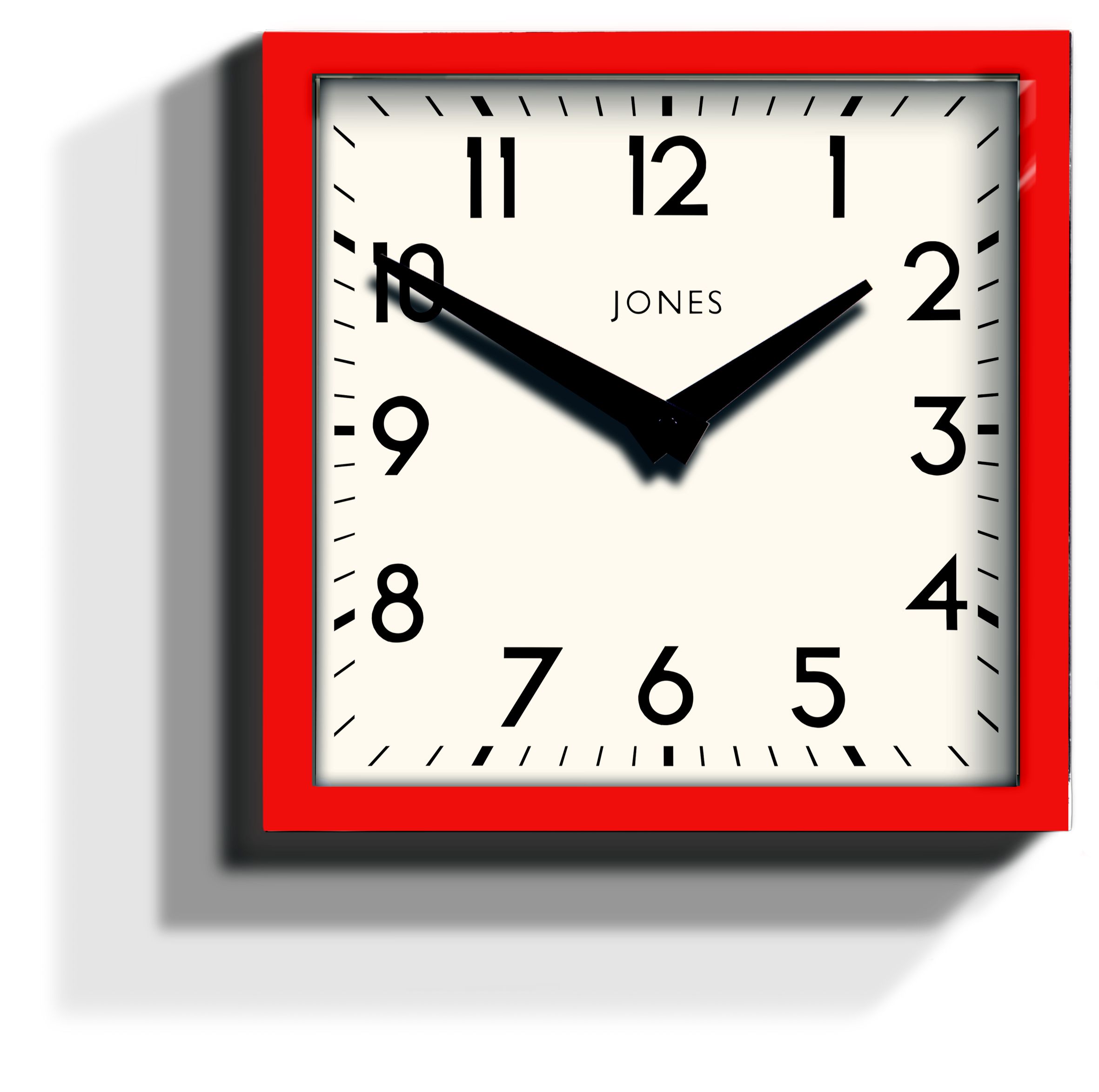 Jones Box Contemporary Red Wall Clock Departments DIY at B&Q