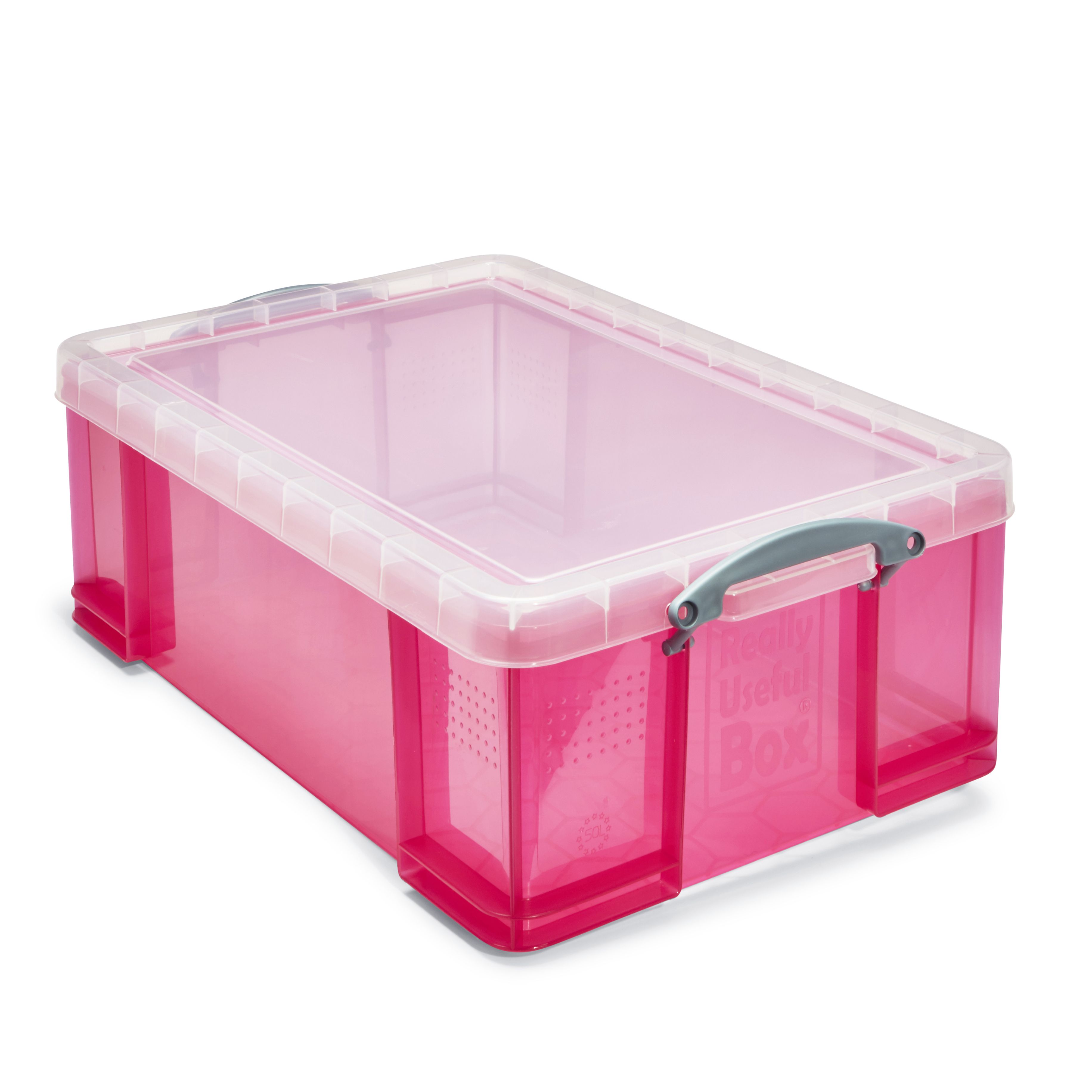 Really Useful Pink 50L Plastic Storage Box Departments DIY at B&Q