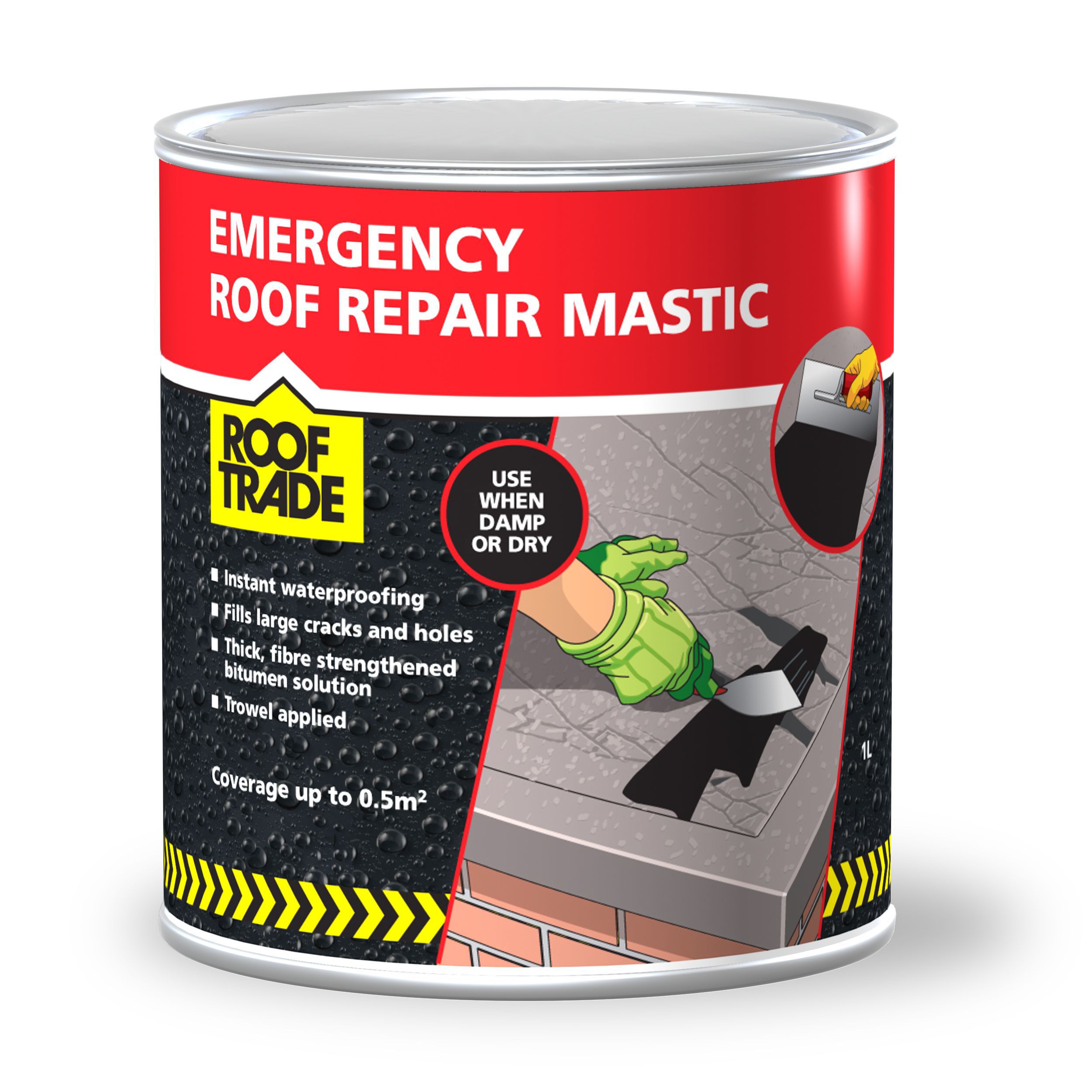 Rooftrade Black Emergency Roof Repair Mastic 1L | Departments | DIY at B&Q