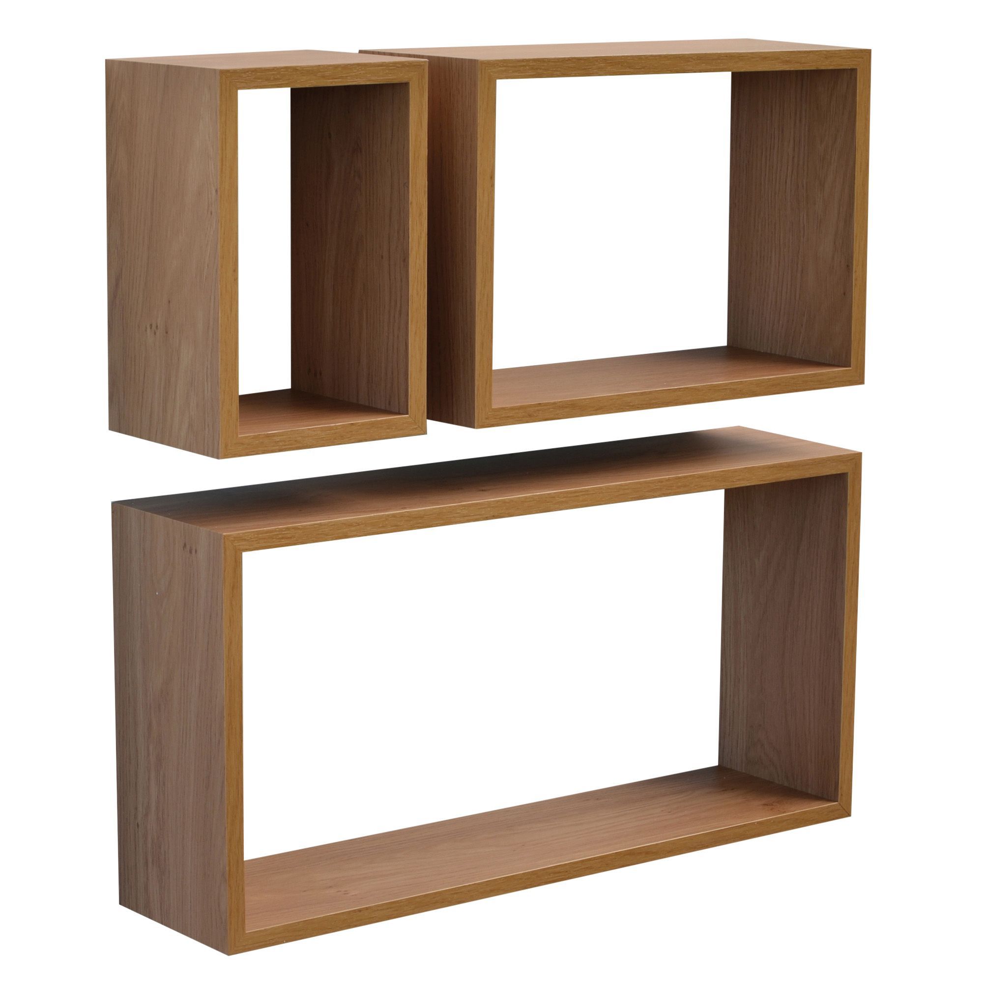 Oak Effect Cube Shelving (L)600mm (D)117mm, Pack of 3 Departments