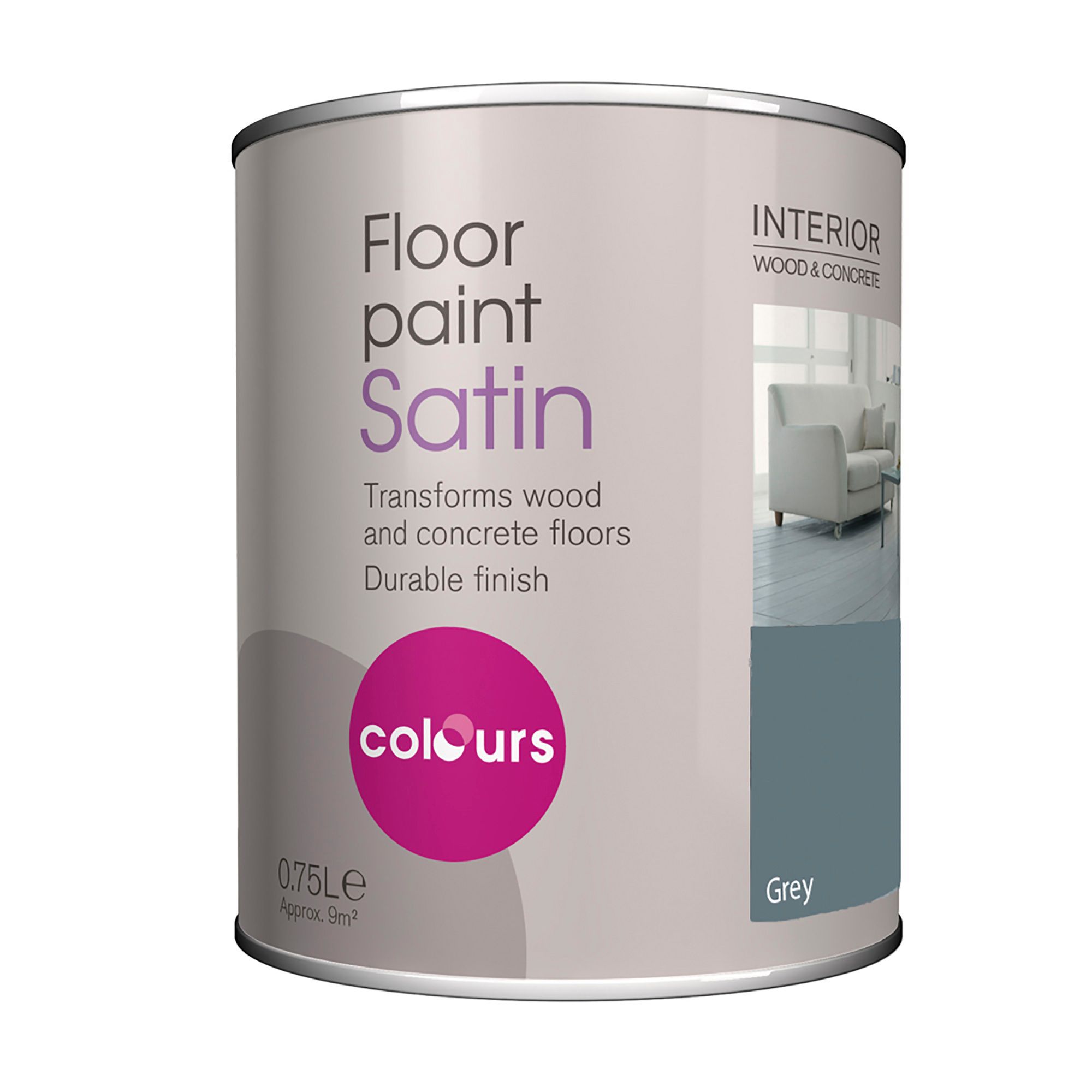 Colours Grey Satin Floor Paint0.75L Departments DIY at B&Q