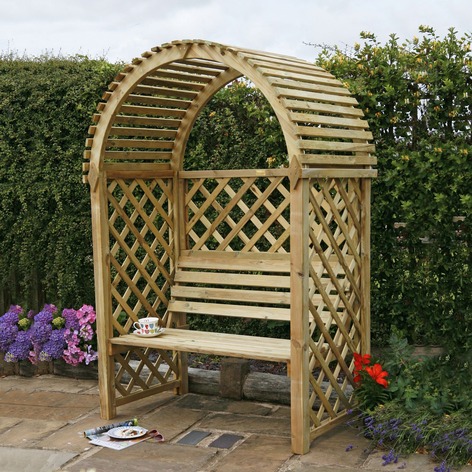 Blooma Softwood Round Top Arbour Departments DIY at B&amp;Q