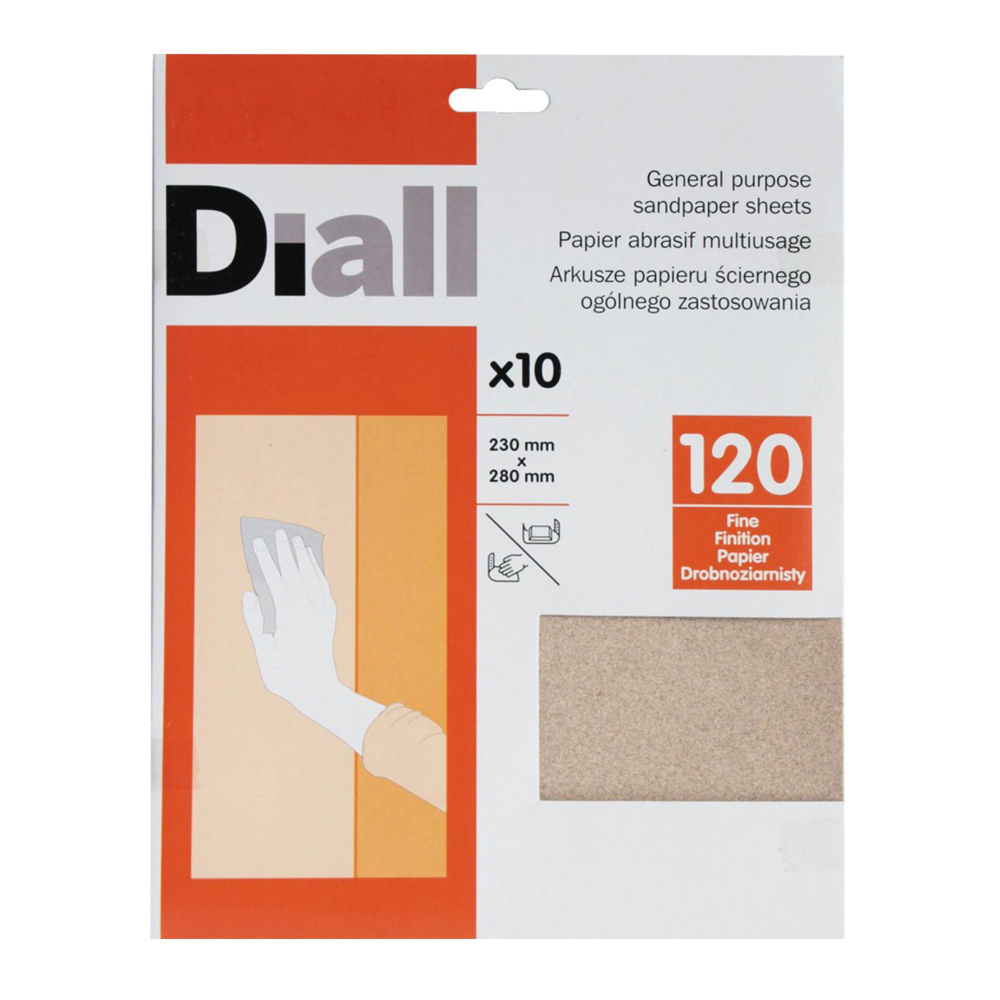 Diall 120 Fine Sandpaper Sheet, Pack of 10 Departments DIY at B&Q