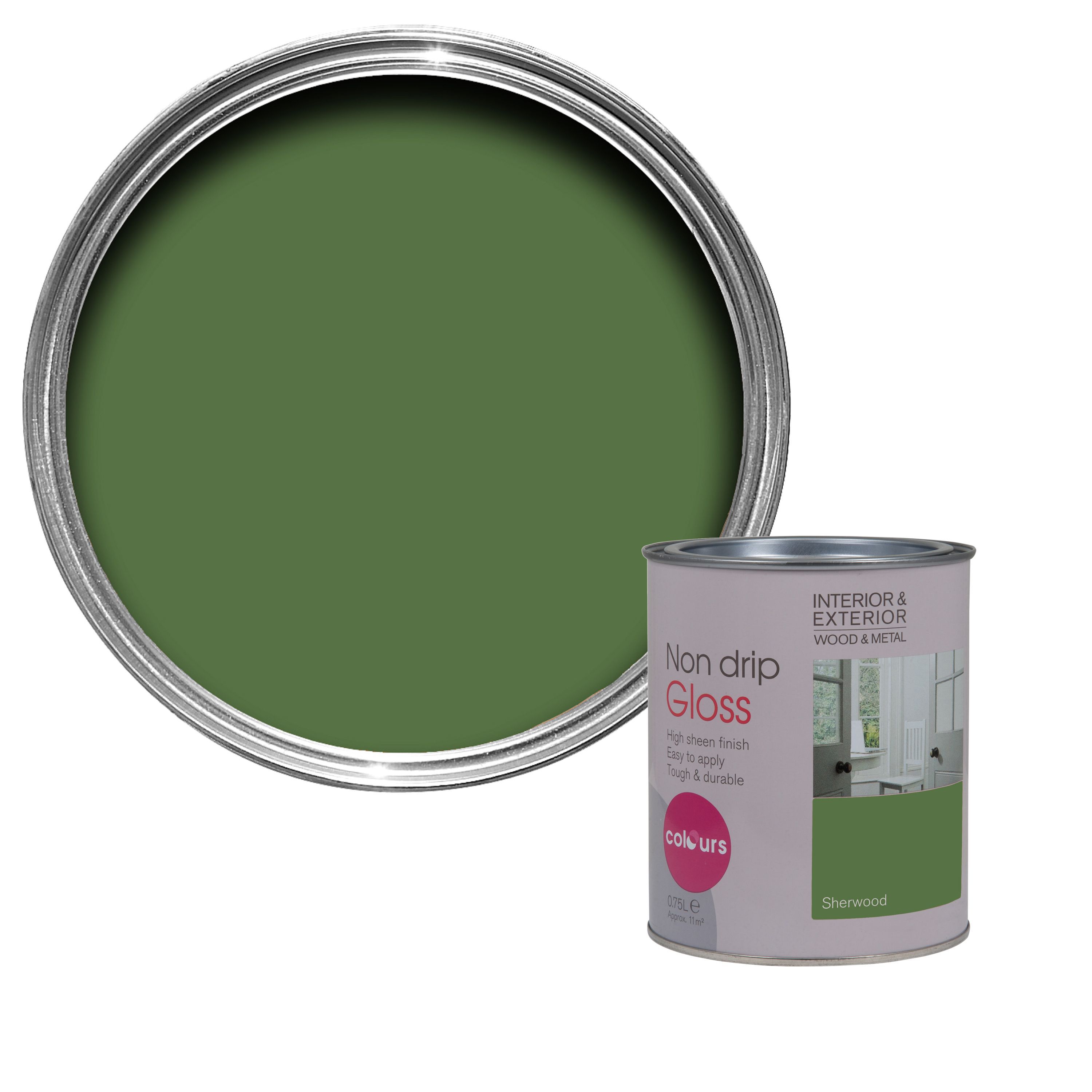 Colours Interior & Exterior Sherwood Gloss Wood & Metal Paint 750ml