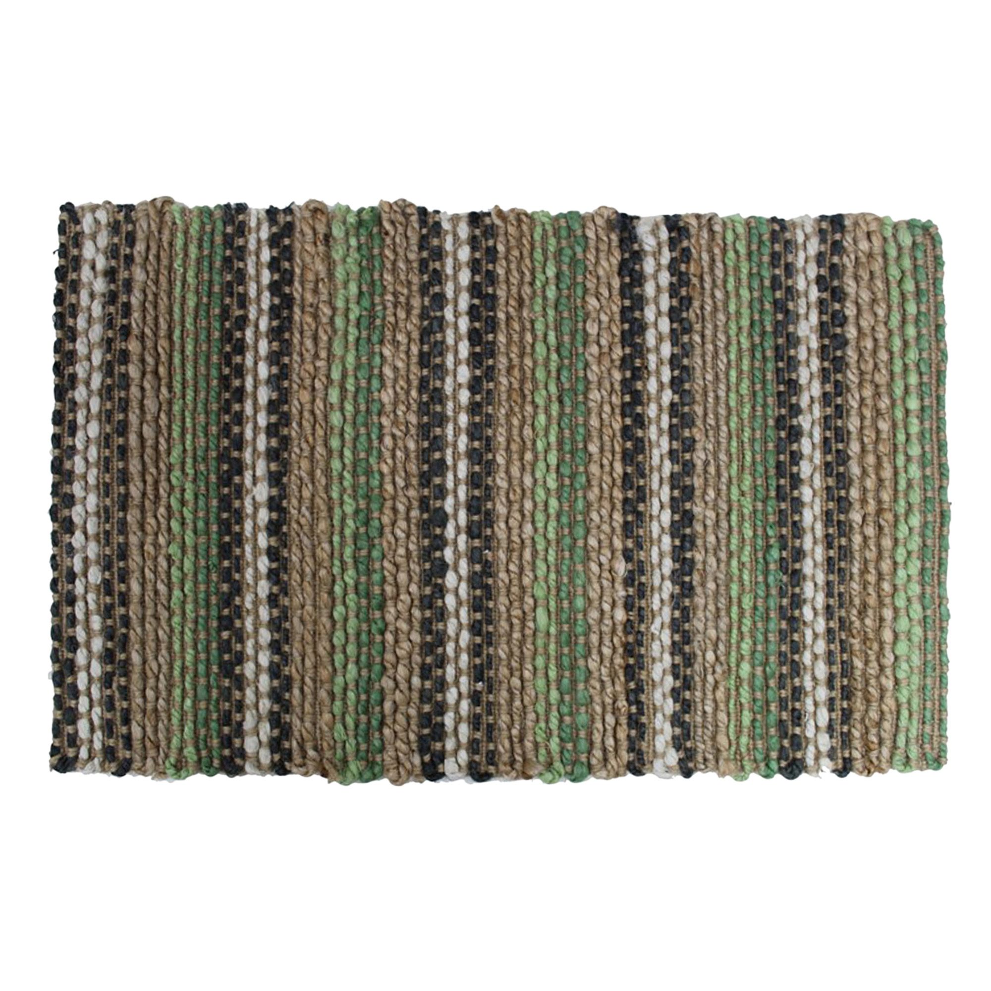 Colours Green Stripe Jute Door Mat (L)0.75m (W)450mm Departments