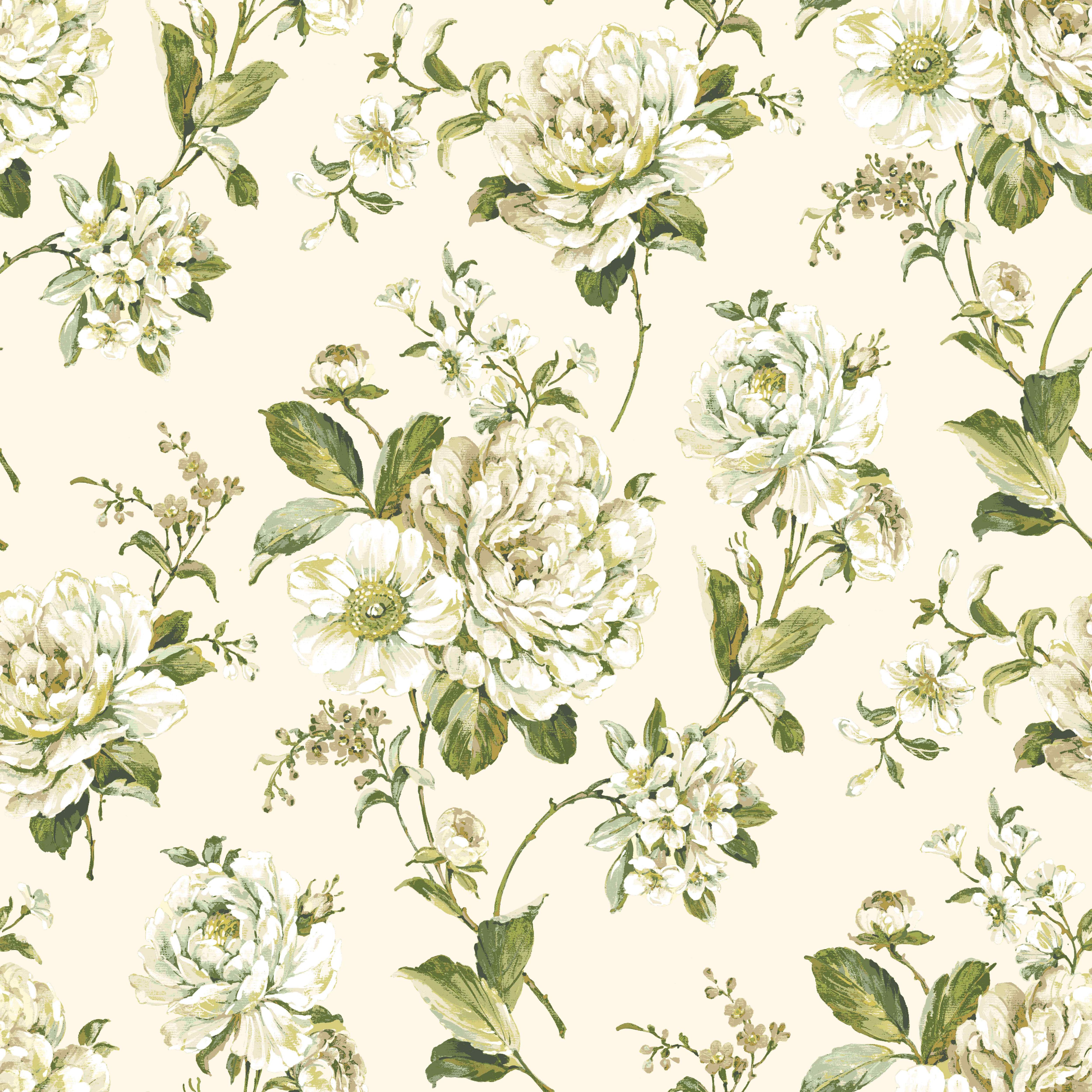 Colours Bethany Cream & Green Floral Wallpaper Departments DIY at B&Q