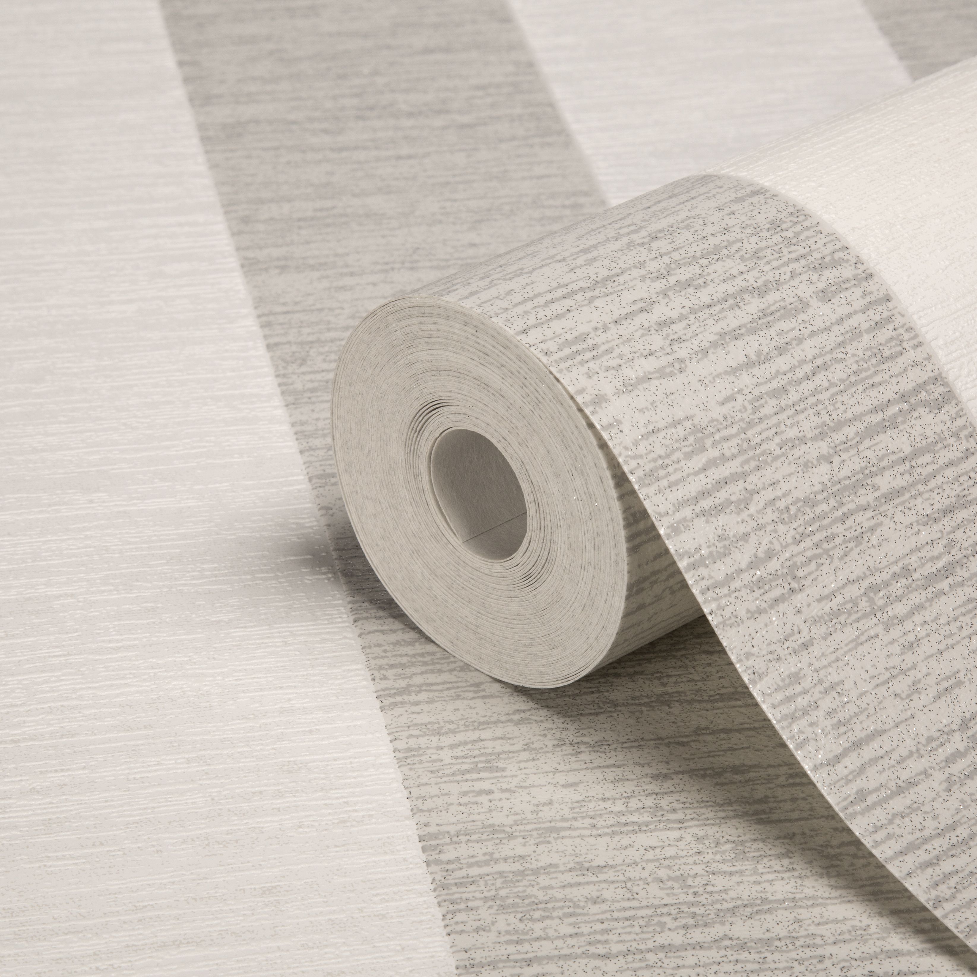 Colours Shimmer White & Silver Striped Glitter Effect Wallpaper